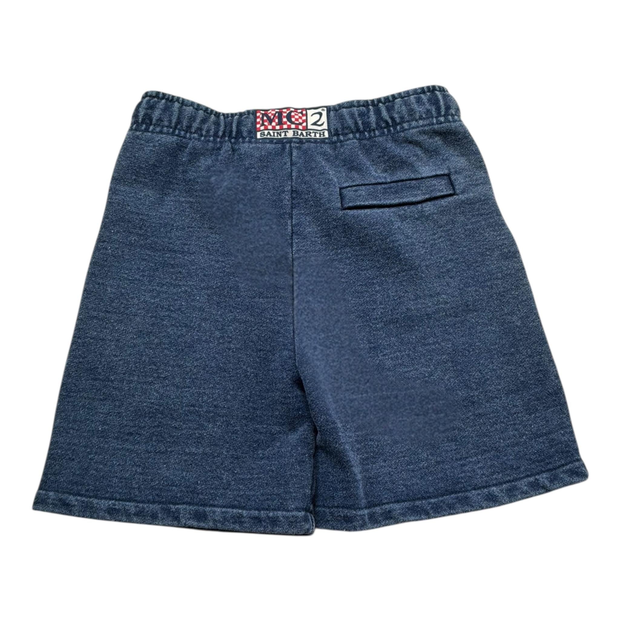 Saint Barth Bermuda In Denim Tinta Unita con Elastico In Vita per Bambino 00490L BLU SAINT BARTH 