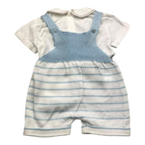 Marlu' Completo 2 Pezzi Camicia-Pagliaccetto Bianco/Azzurro Per Neonato