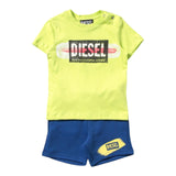 Diesel Completo 2 Pezzi T-Shirt-Bermuda Bicolore Verde/Blu Per Neonato