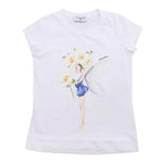 Monnalisa T-Shirt Girocollo Tinta Unita con Stampa per Bambina 113602S2 BIANCO MONNALISA 