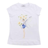 Monnalisa T-Shirt Girocollo Tinta Unita con Stampa per Bambina 113602S2 BIANCO MONNALISA 