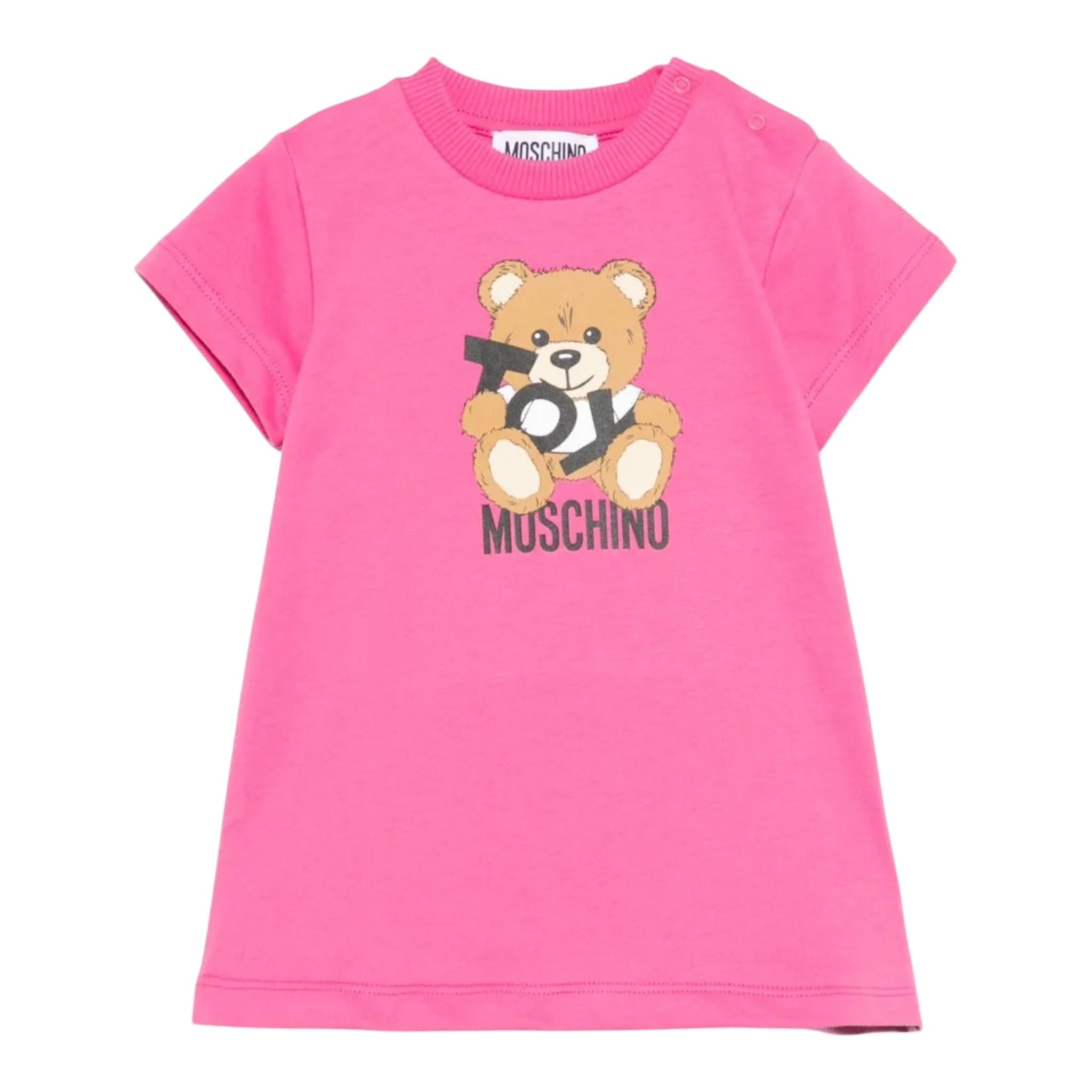 Moschino Abito Girocollo Tinta Unita con Stampa per Neonata MDV0C9XXXX FUXIA MOSCHINO 