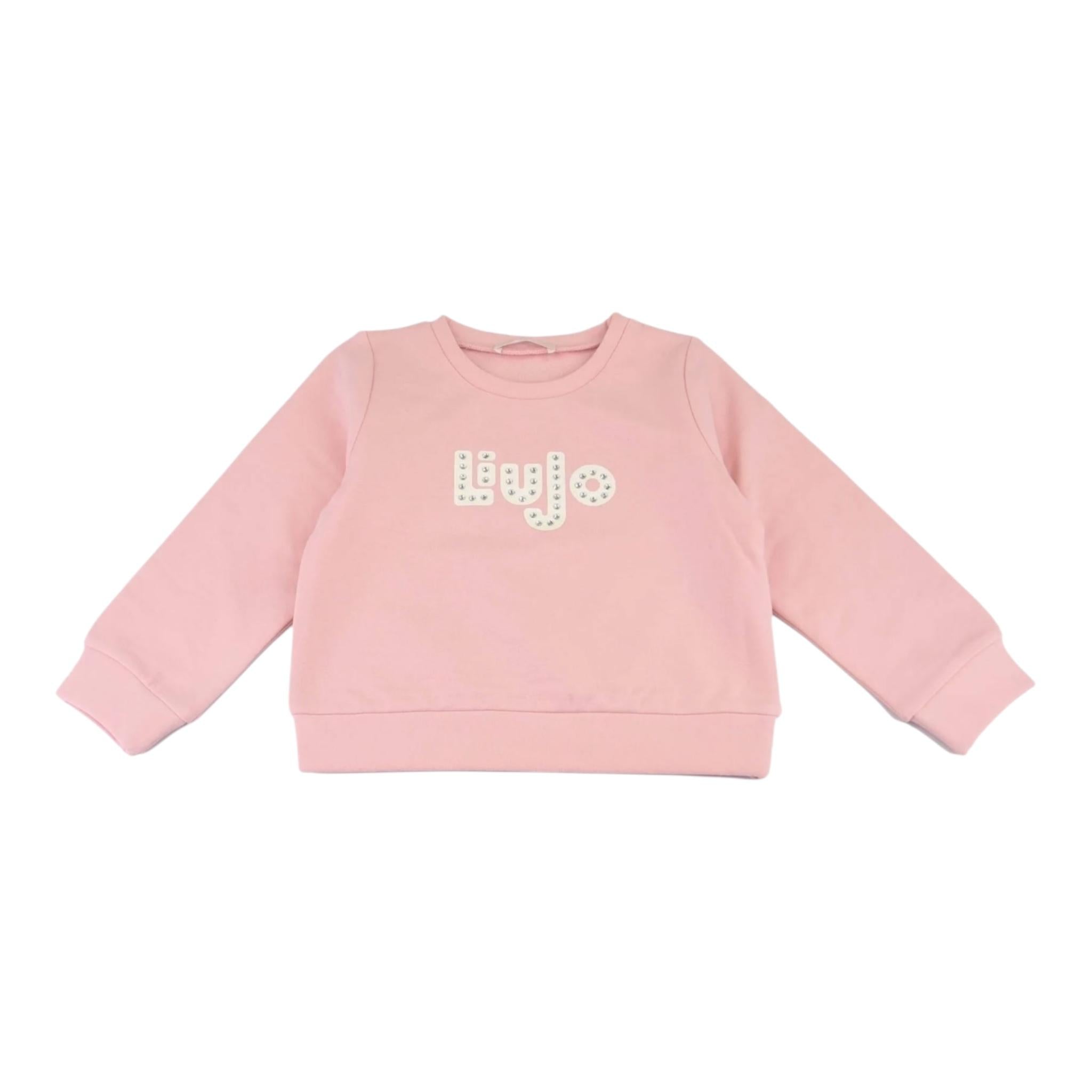 LIU JO felpa chiusa girocollo tinta unita con stampa logo Rosa per Bambina KF4060XXX ROSA LIU JO 
