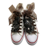 Quickas Sneakers Bicolore con Lacci e Applicazioni Bianco/Nero per Bambina