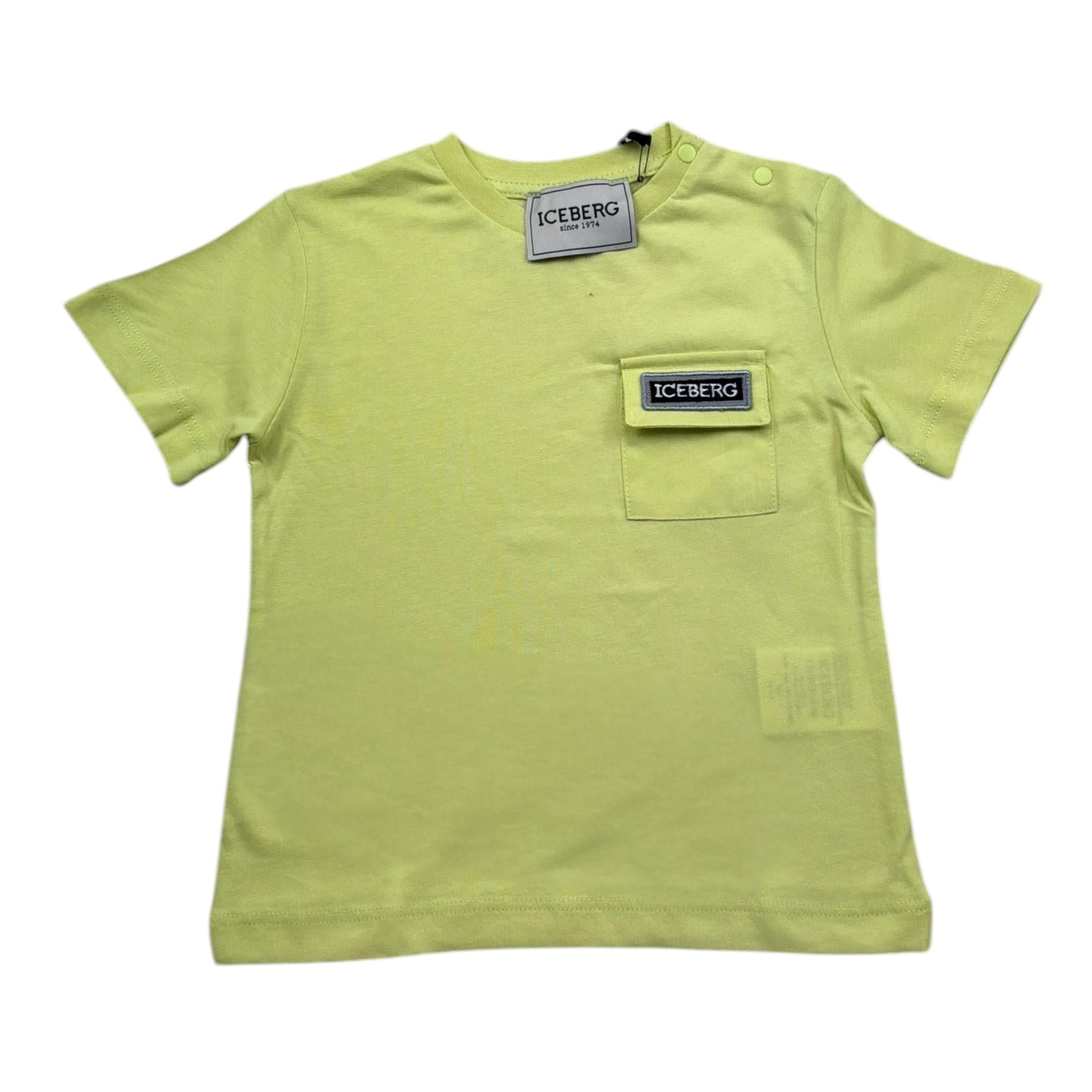 Iceberg T-Shirt Girocollo Tinta Unita con Stampa per Neonato TSICE5103B VERDE ICEBERG 