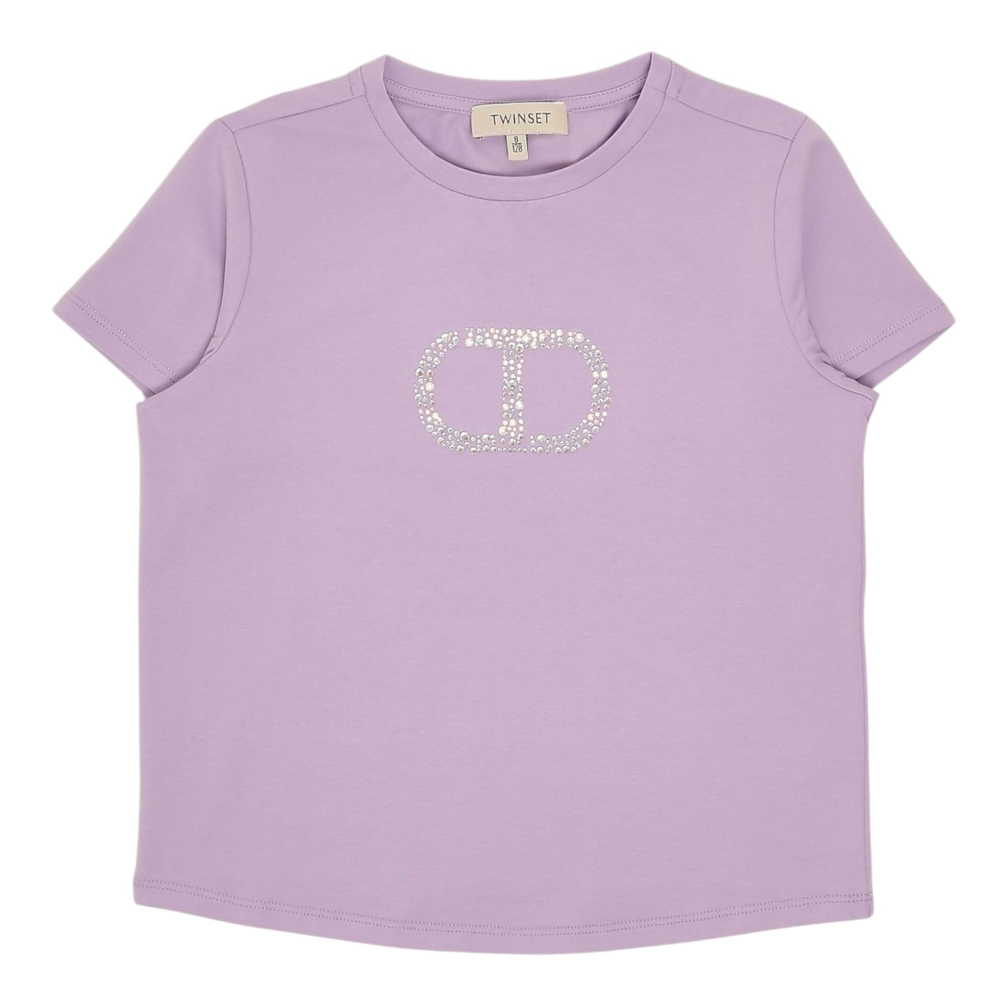 Twinset T-Shirt Girocollo Tinta Unita con Stampa per Neonata 251GJ2485X LILLA TWINSET 