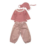 PAZ RODRIGUEZ completo pantalone-cappello-maglia tinta unita Rosa per Neonata 003111963 ROSA PAZ RODRIGUEZ 