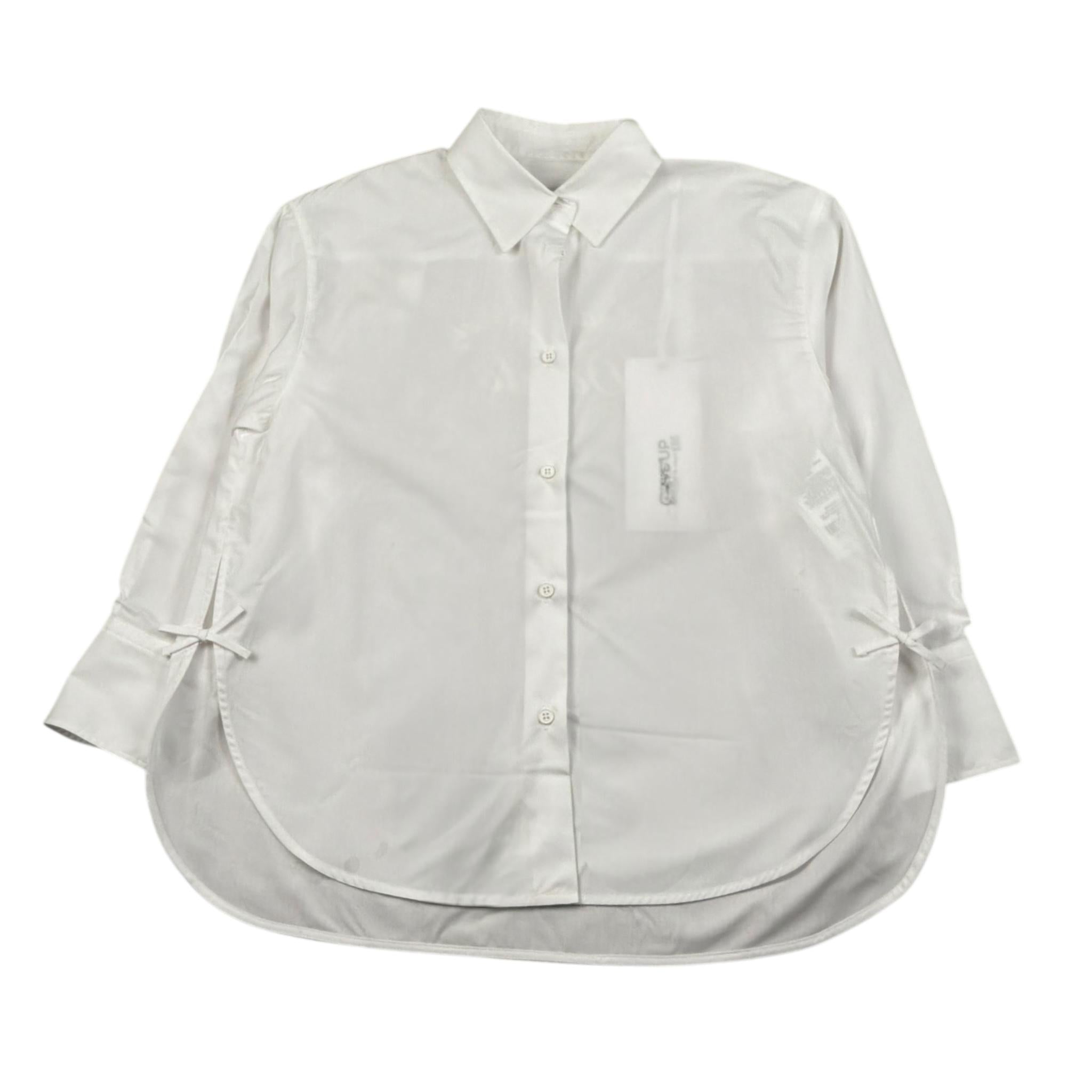 Dondup Camicia Manica Lunga Tinta Unita con Ricamo Logo per Bambina DFCA037X BIANCO DONDUP 