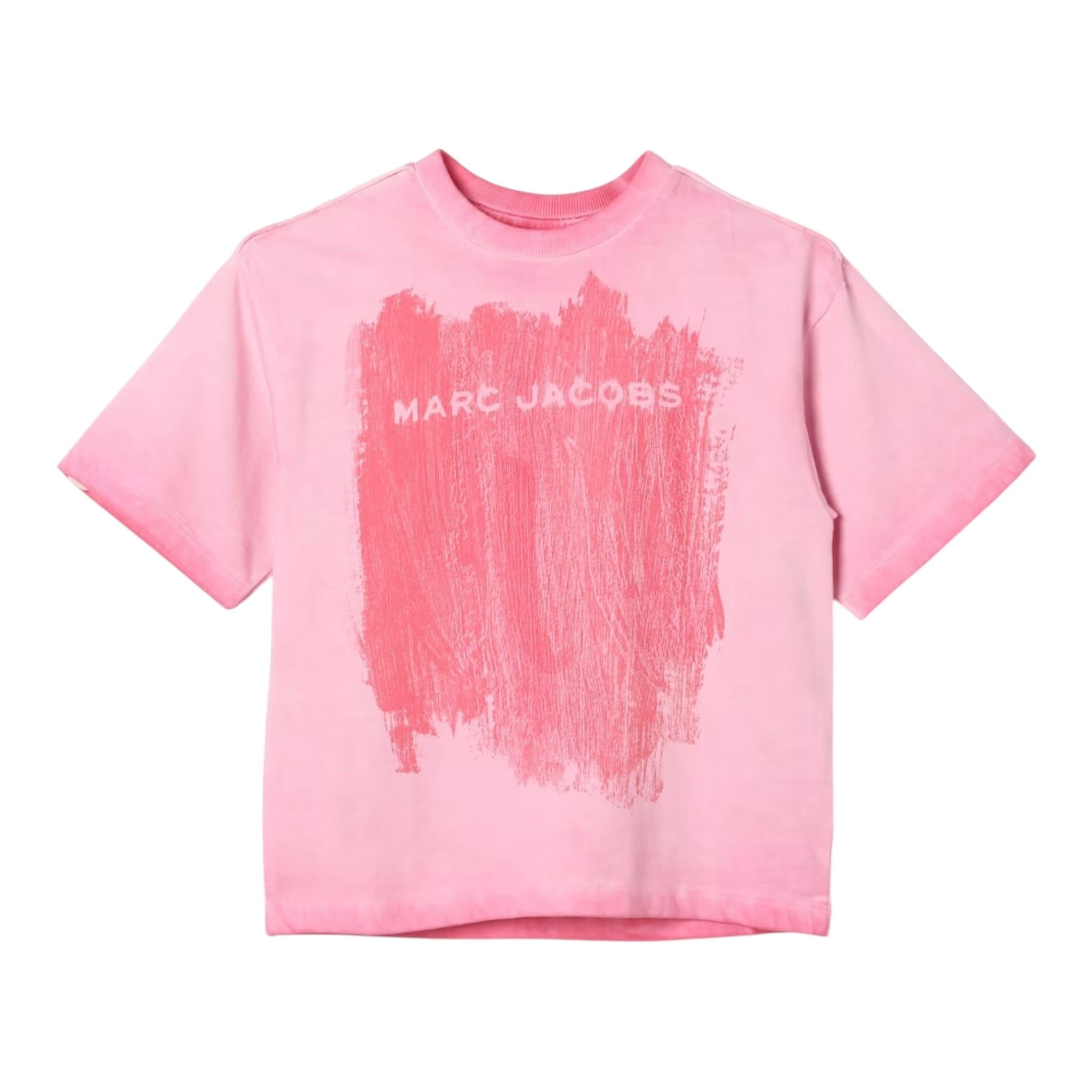 MARC JACOBS t-shirt girocollo tinta unita con stampa logo Rosa per Bambina W60281 ROSA MARC JACOBS 