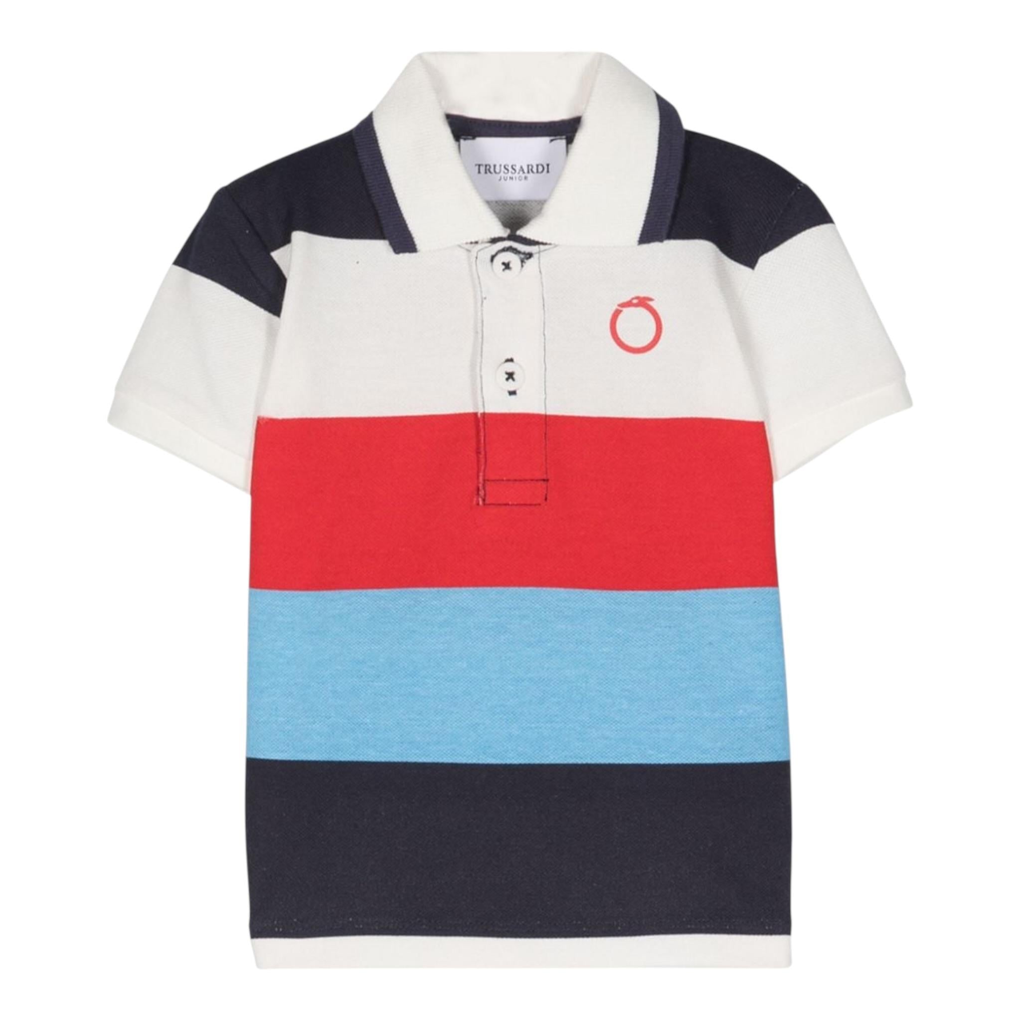 Trussardi Polo Tricolore con Fantasia A Righe per Neonato TIP24073P BIANCO TRUSSARDI 