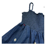 Saint Barth Abito Bretelline Tinta Unita con Ricami Fiori per Bambina MIKI BLU SAINT BARTH 