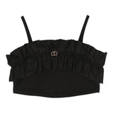 Twinset Top A Bretelline Tinta Unita Con Rouches Nero Per Bambina