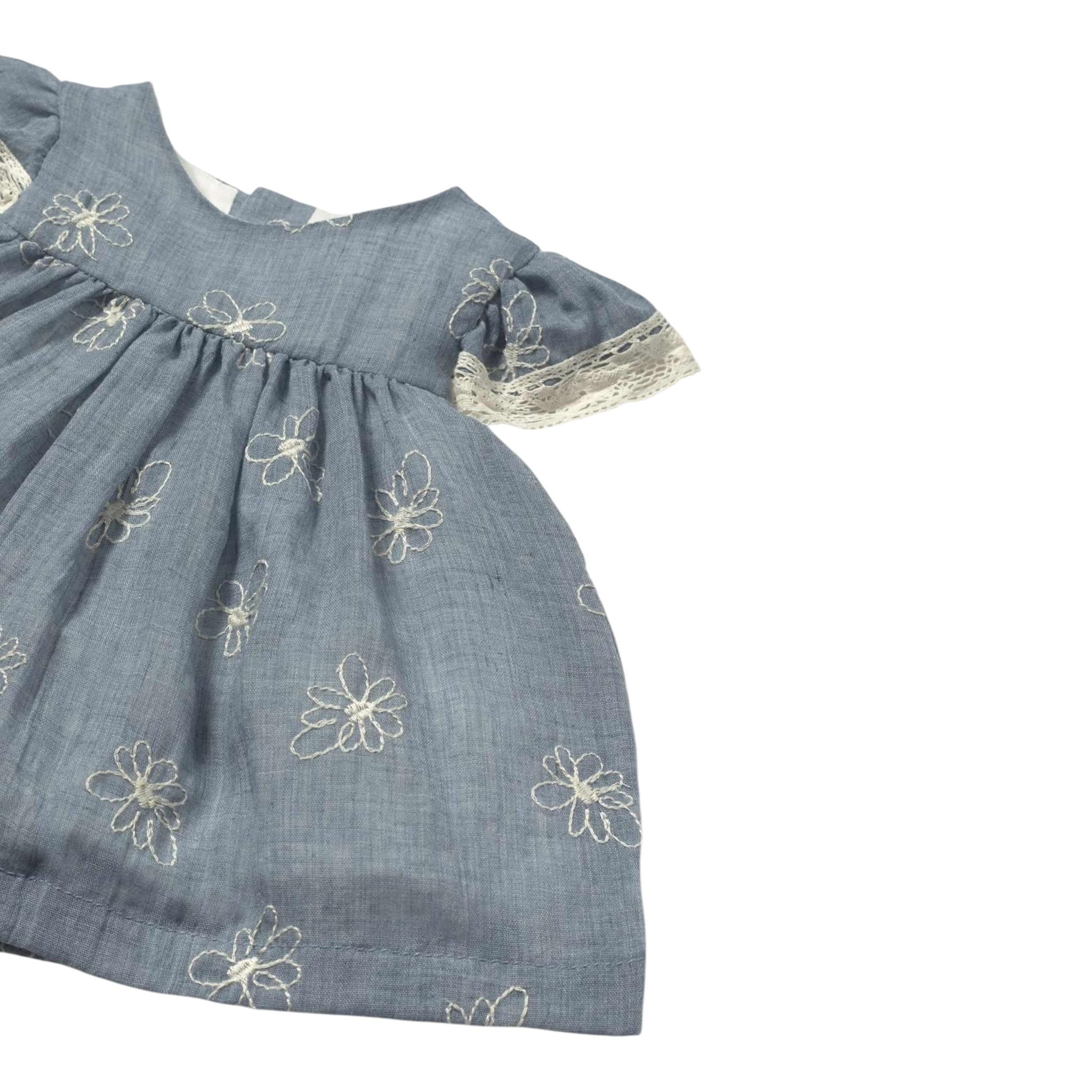 Mayoral Set Abito-Coulotte Tinta Unita con Ricami per Neonata 1848X AZZURRO MAYORAL 