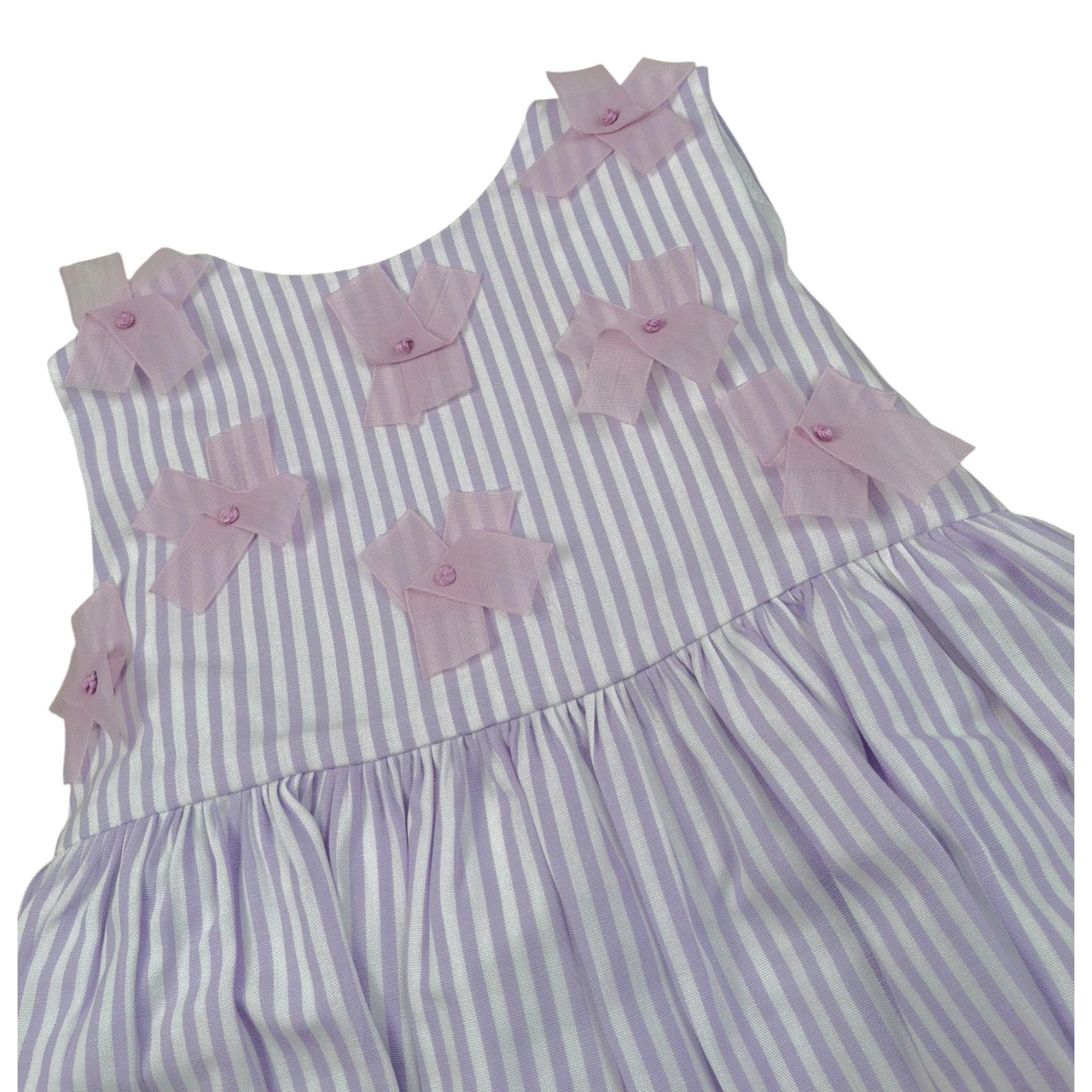 Ilfarobimbi Abito Bicolore con Fiocchi Lilla per Neonata IFN50590 LILLA ILFAROBIMBI 