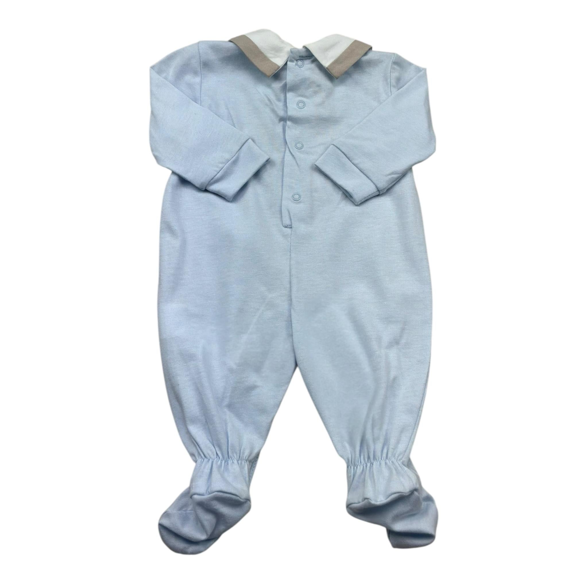 Isabel & Martinez Tutina Manica Lunga Tinta Unita con Ricami per Neonato IM25N506 AZZURRO ISABEL & MARTINEZ 