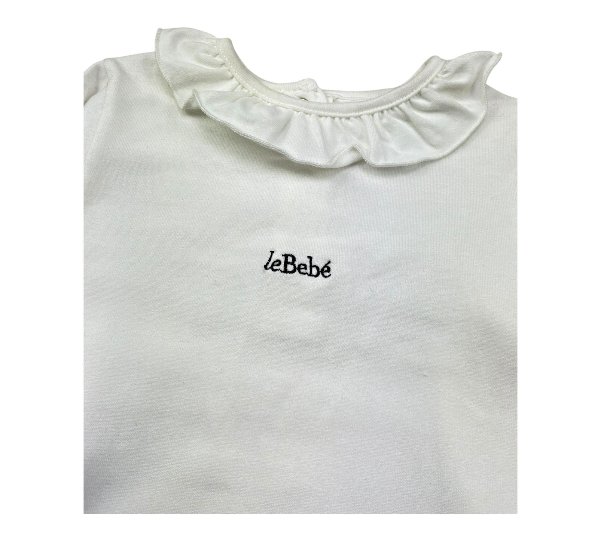 Le Bebe Body Manica Lunga Tinta Unita con Logo per Bambina LBG0462 BIANCO LE BEBE 