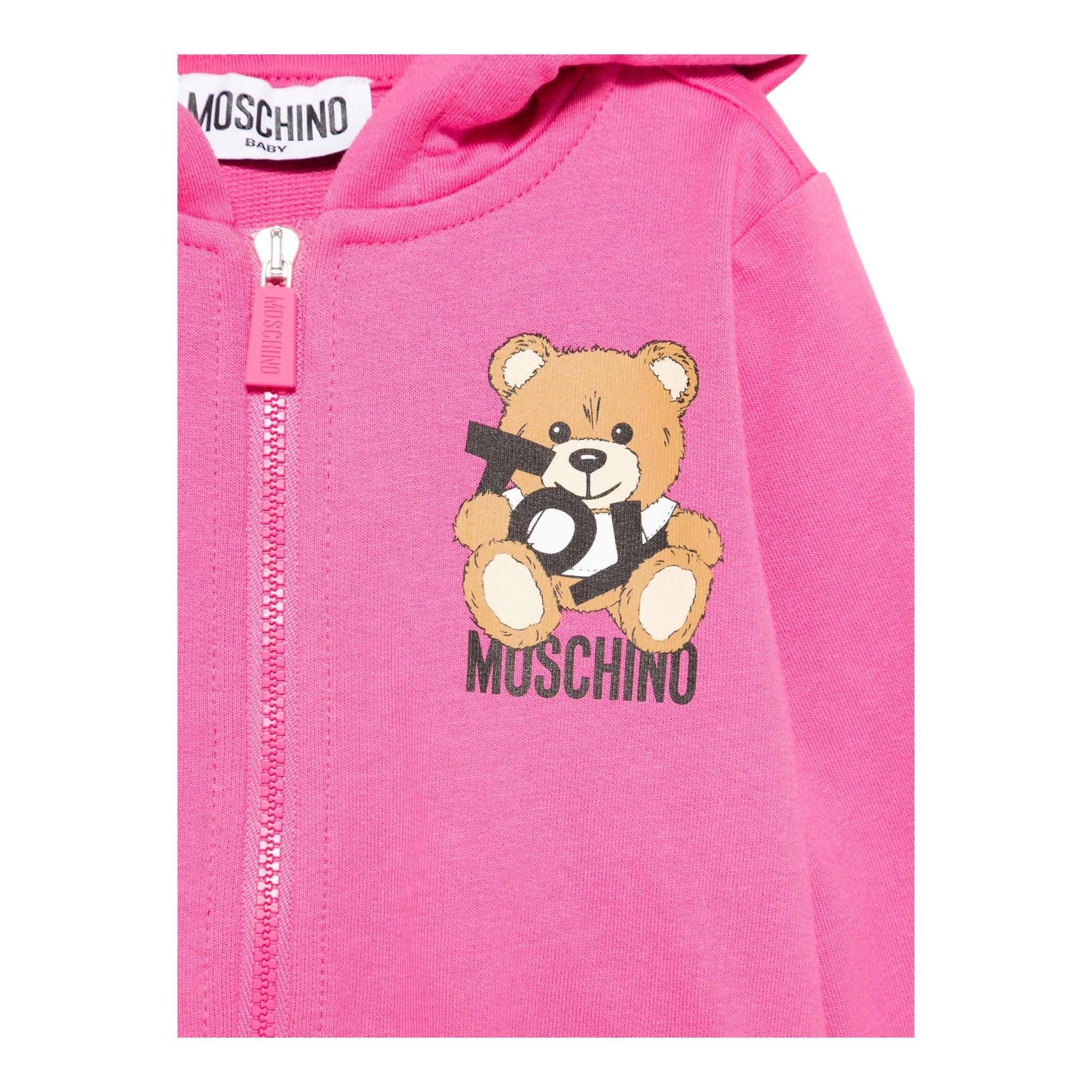 Moschino Felpa con Zip Ecappuccio Tinta Unita per Neonata MUF05XL FUXIA MOSCHINO 