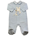 LE BEBE' tutina manica lunga tinta unita in ciniglia Azzurro per Neonato LBB5072 AZZURRO LE BEBE' 