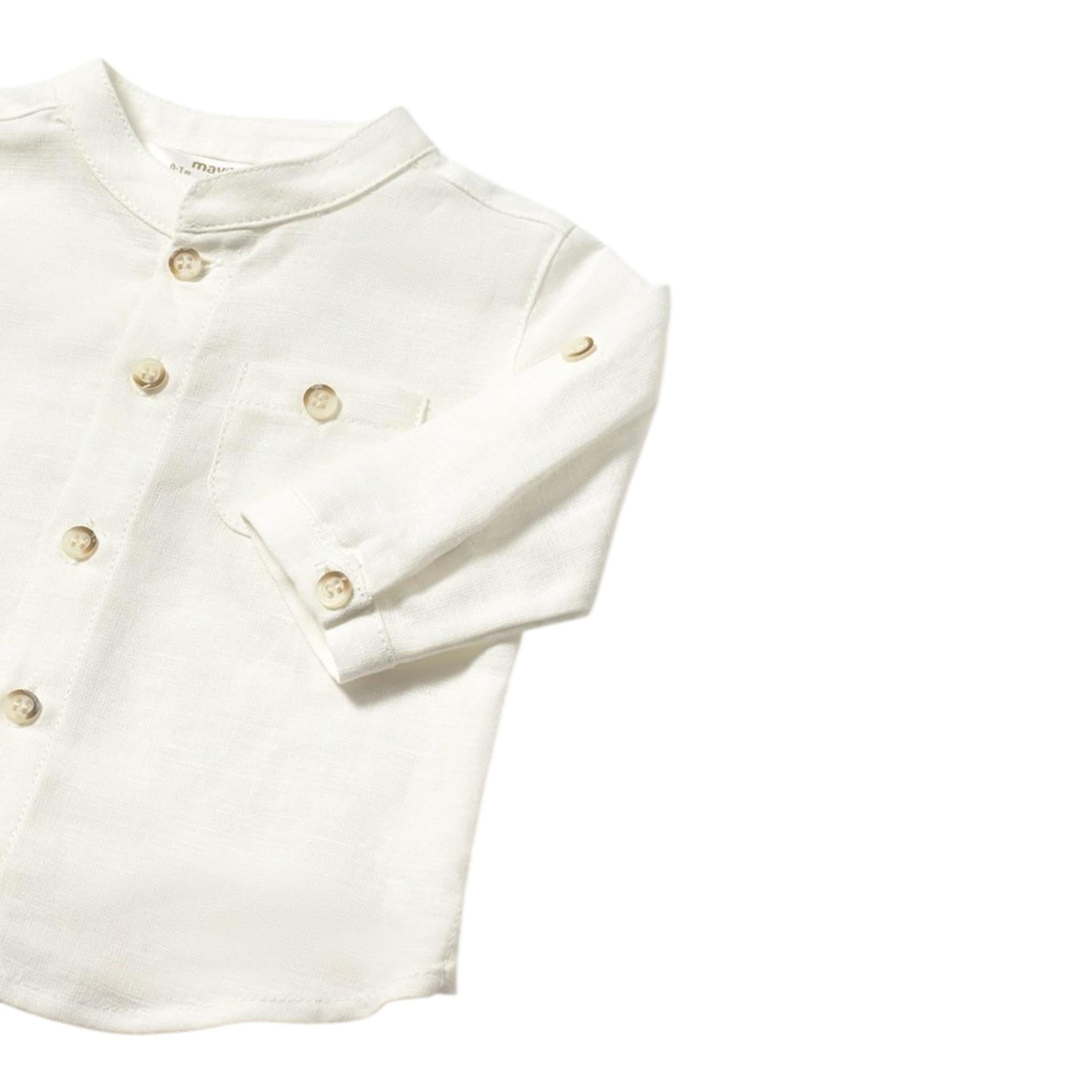 Mayoral Camicia Tinta Unita con Fantasia A Righe per Neonato 11033 PANNA MAYORAL 