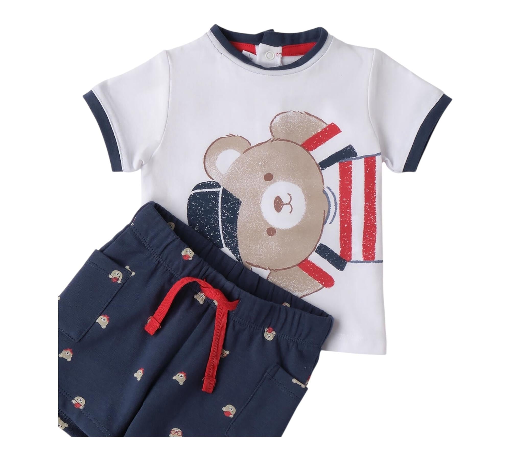 Minibanda Completo 2 Pezzi T-Shirt-Bermuda per Neonato 3B634 BIANCO/BLU MINIBANDA 