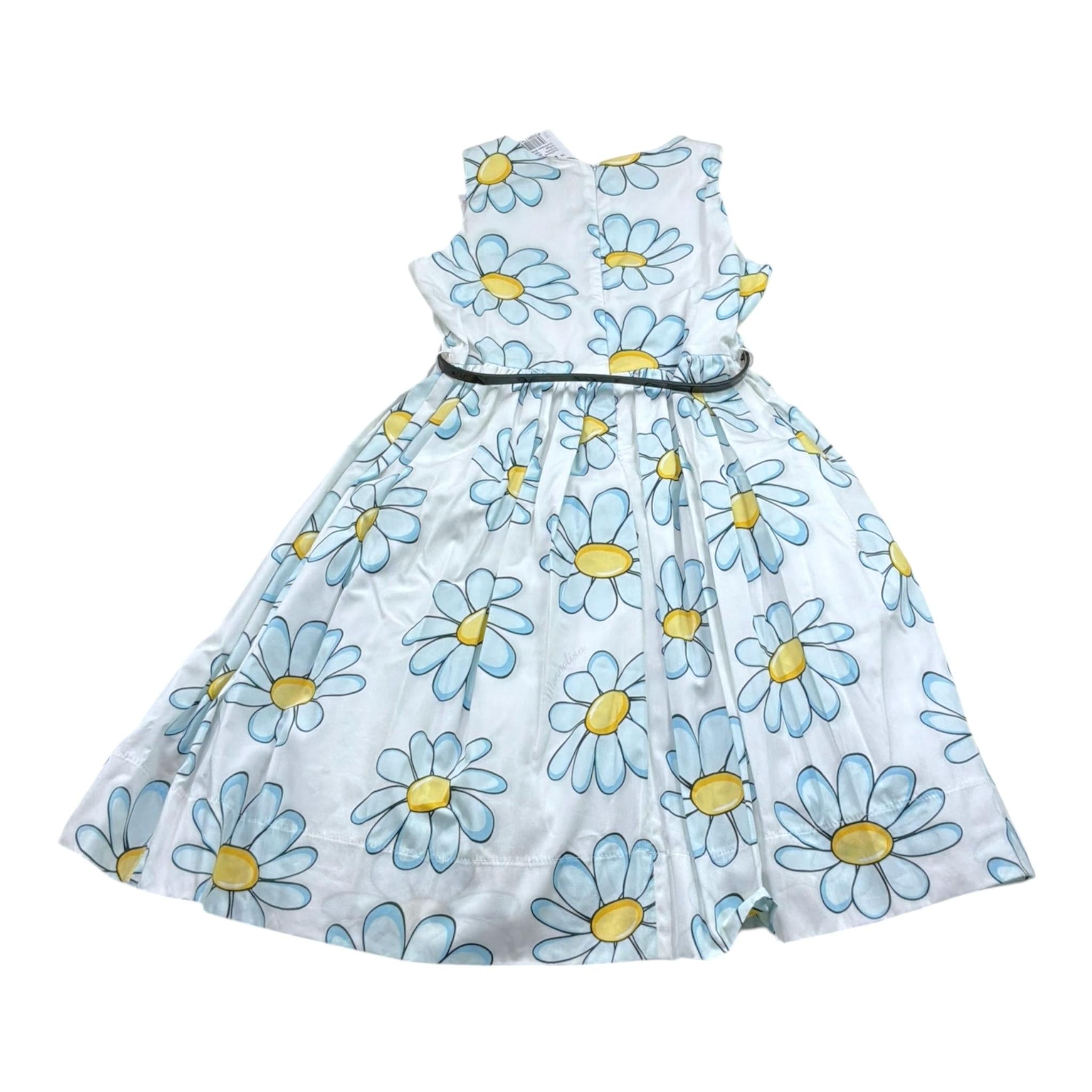 Monnalisa Abito Giromanica Tinta Unita con Fantasia Fiori per Bambina 119908 BIANCO MONNALISA 