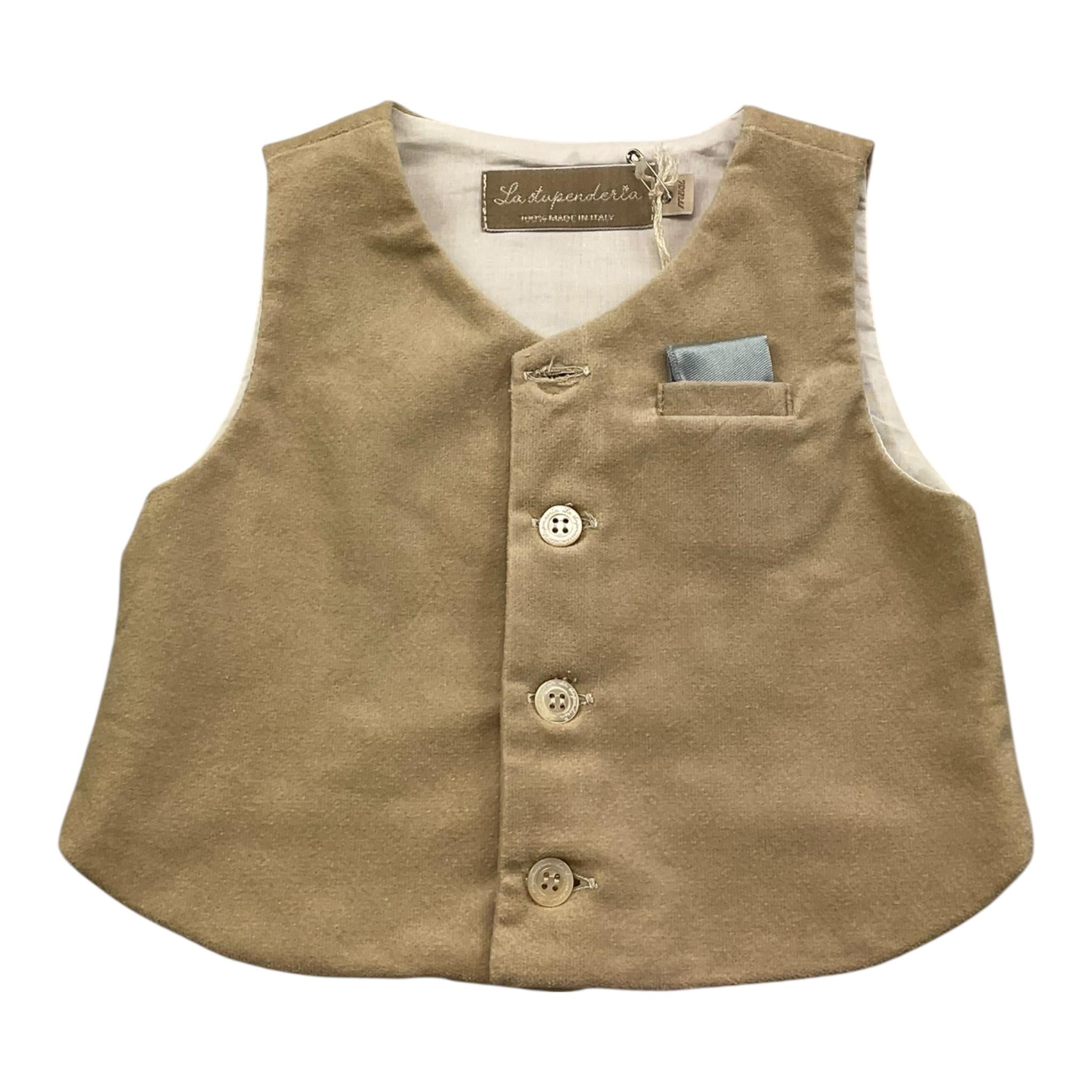 LA STUPENDERIA gilet tinta unita in camoscio Beige per Neonato CCGL53 BEIGE LA STUPENDERIA 