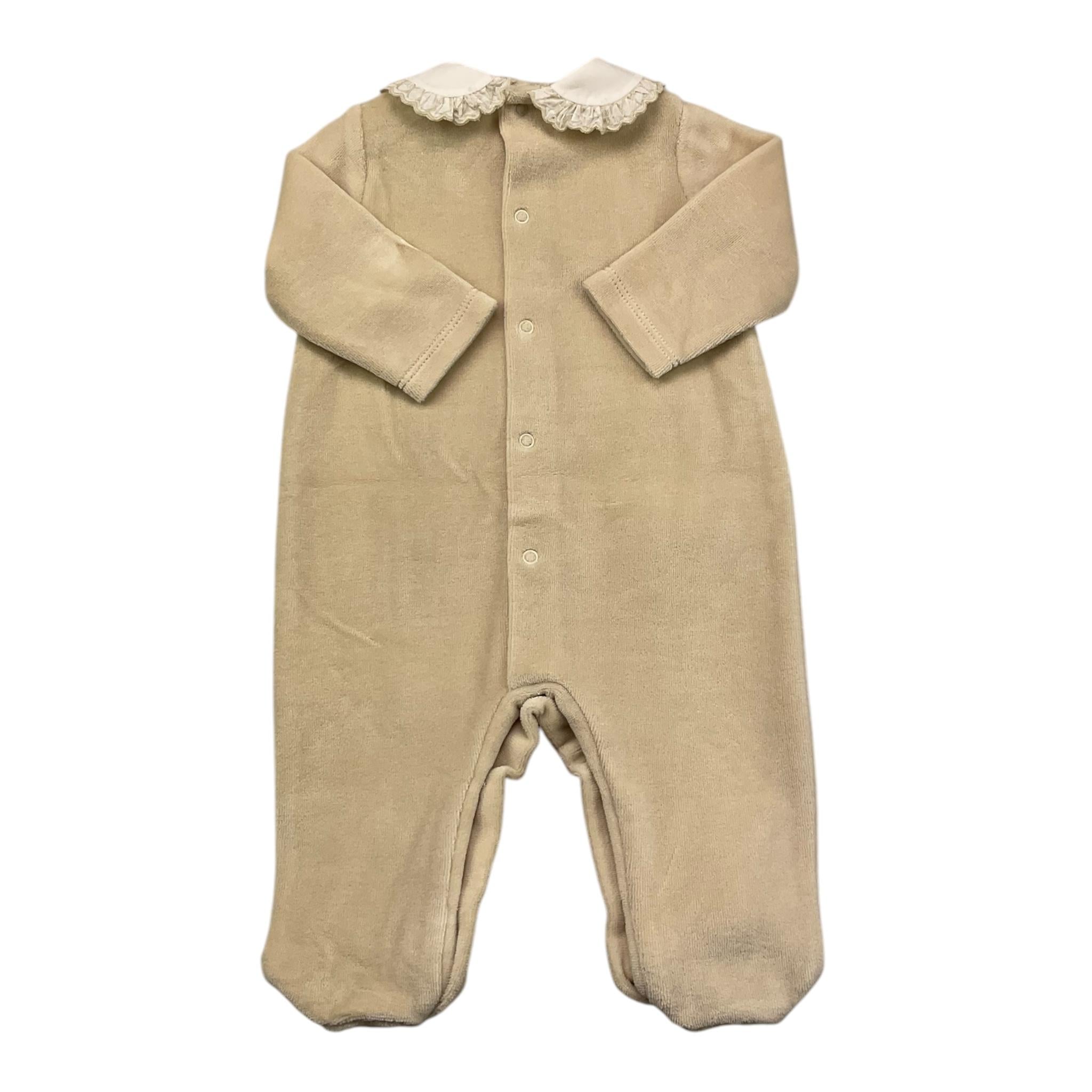 LE BEBE' tutina manica lunga tinta unita in ciniglia Beige per Neonato LBB5095 BEIGE LE BEBE' 
