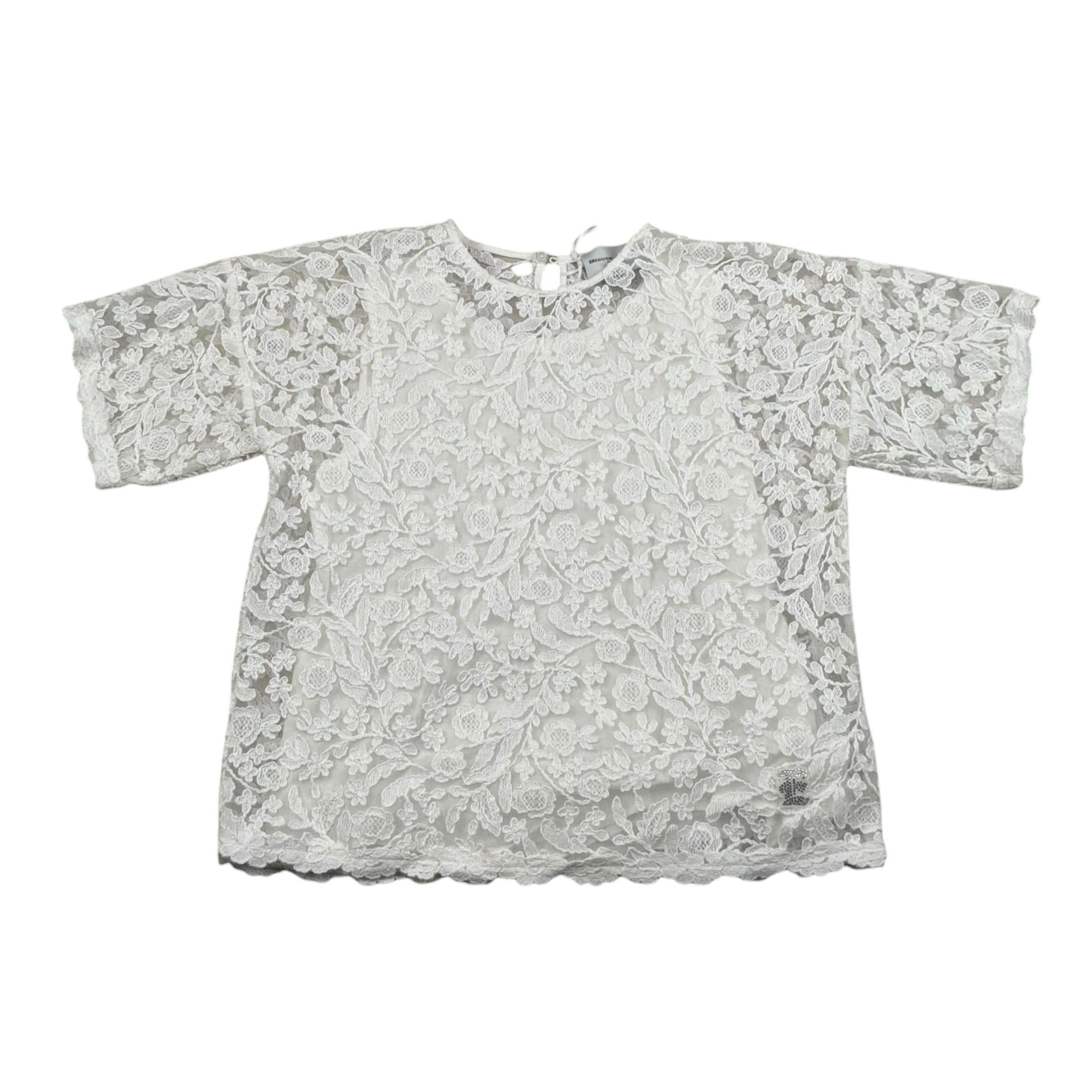 Dondup Camicia Mezza Manica Ricamata con Canotta per Bambina SFCA028 BIANCO DONDUP 