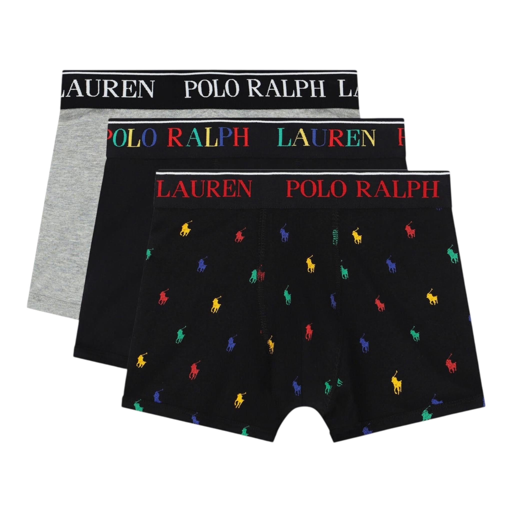 Ralph Lauren Set 3 Boxer Bicolore per Bambino 9P5015555 NERO RALPH LAUREN 