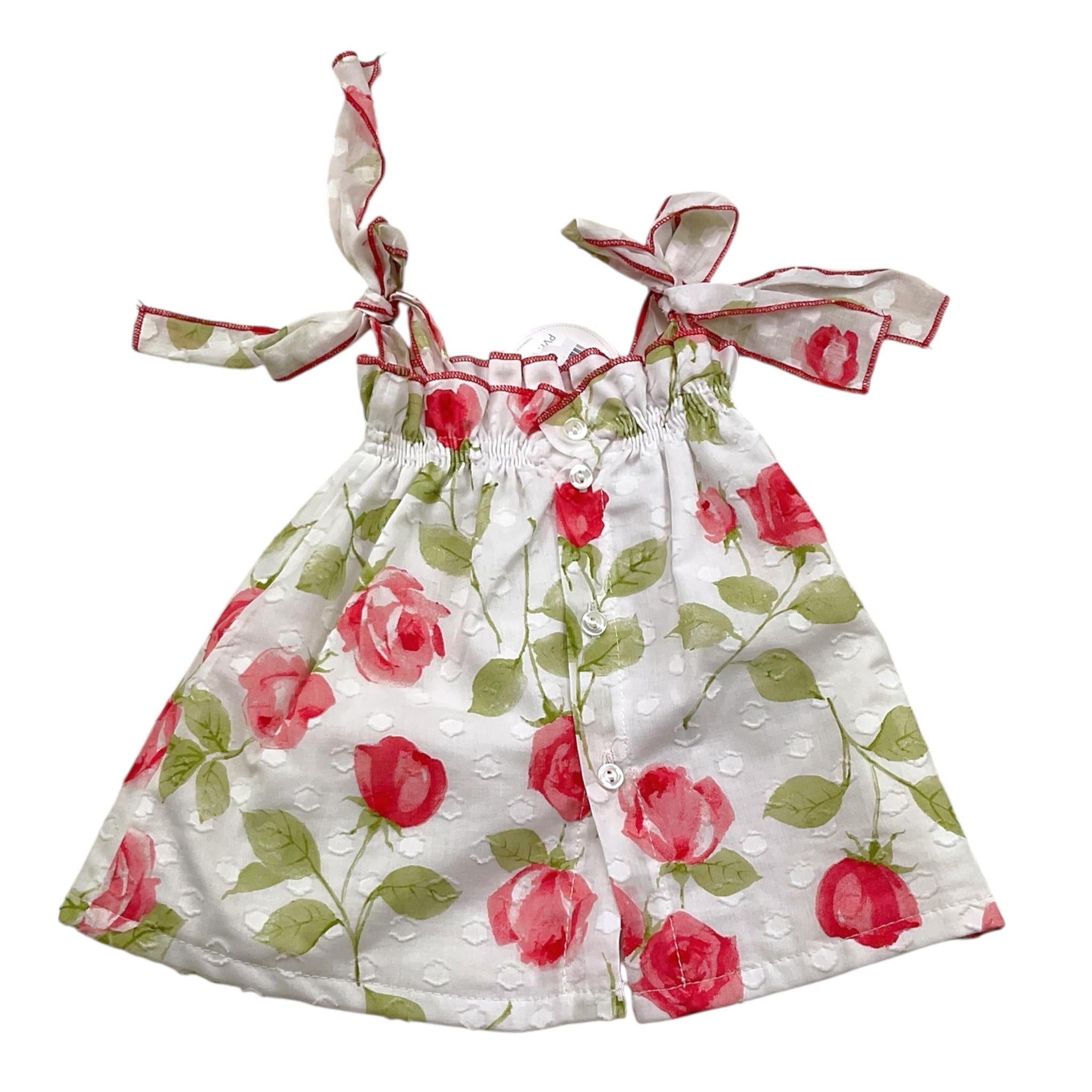 Juliana Completo 2 Pezzi Camicia-Coulotte Bicolore per Neonata J5183 BIANCO/ROSSO JULIANA 