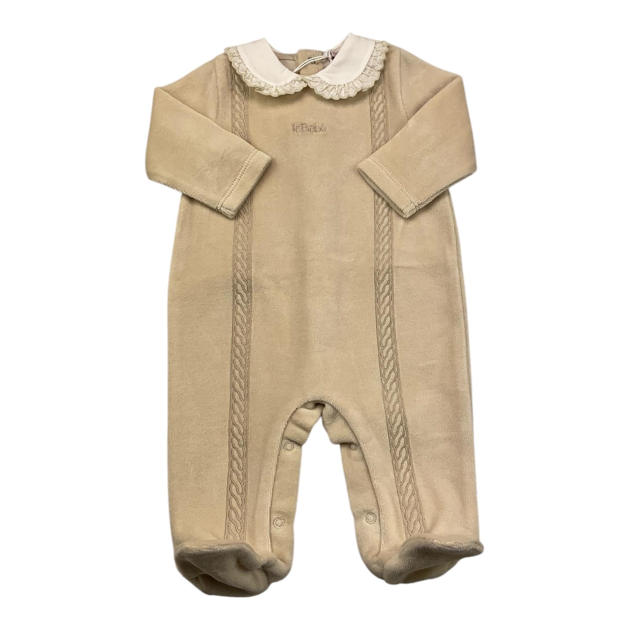 LE BEBE' tutina manica lunga tinta unita in ciniglia Beige per Neonato LBB5095 BEIGE LE BEBE' 