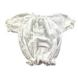 Bamboom+Babies Top Tinta Unita Traforato Mezza Manica Bianco Per Neonata
