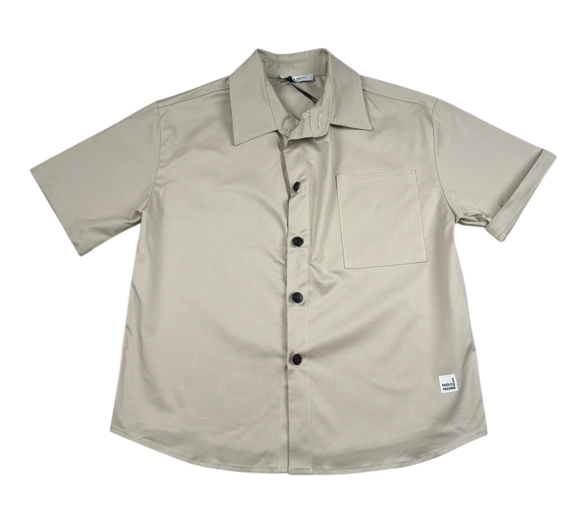 Paolo Pecora Camicia Mezza Manica Tinta Unita per Bambino PP4309 BEIGE PAOLO PECORA 