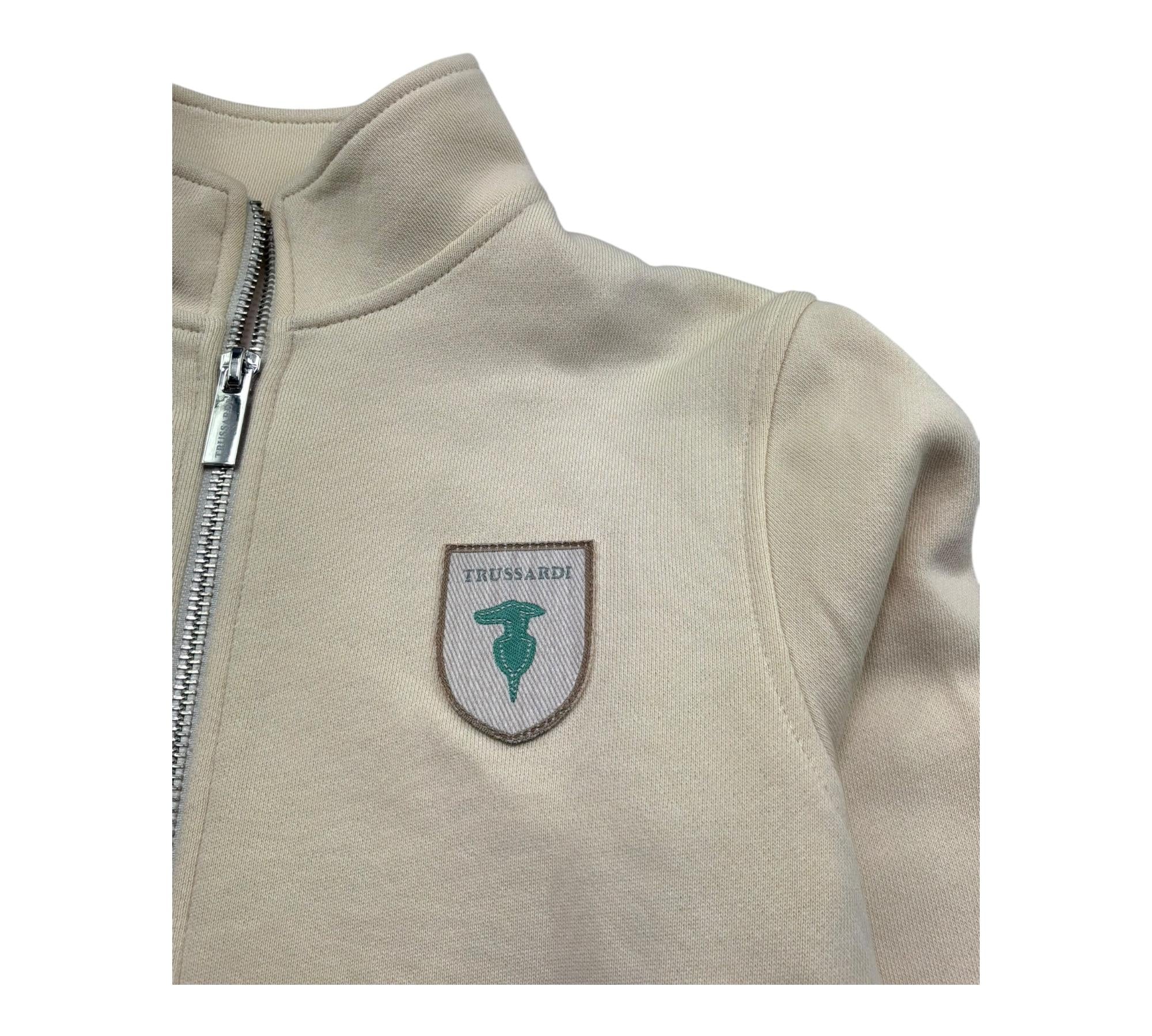 Trussardi Felpa con Zip Tinta Unita E Logo per Bambino TBP26149FE BEIGE TRUSSARDI 