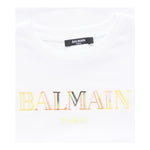 Balmain T-Shirt Girocollo Tinta Unita con Stampa per Bambino BW8541J BIANCO BALMAIN 