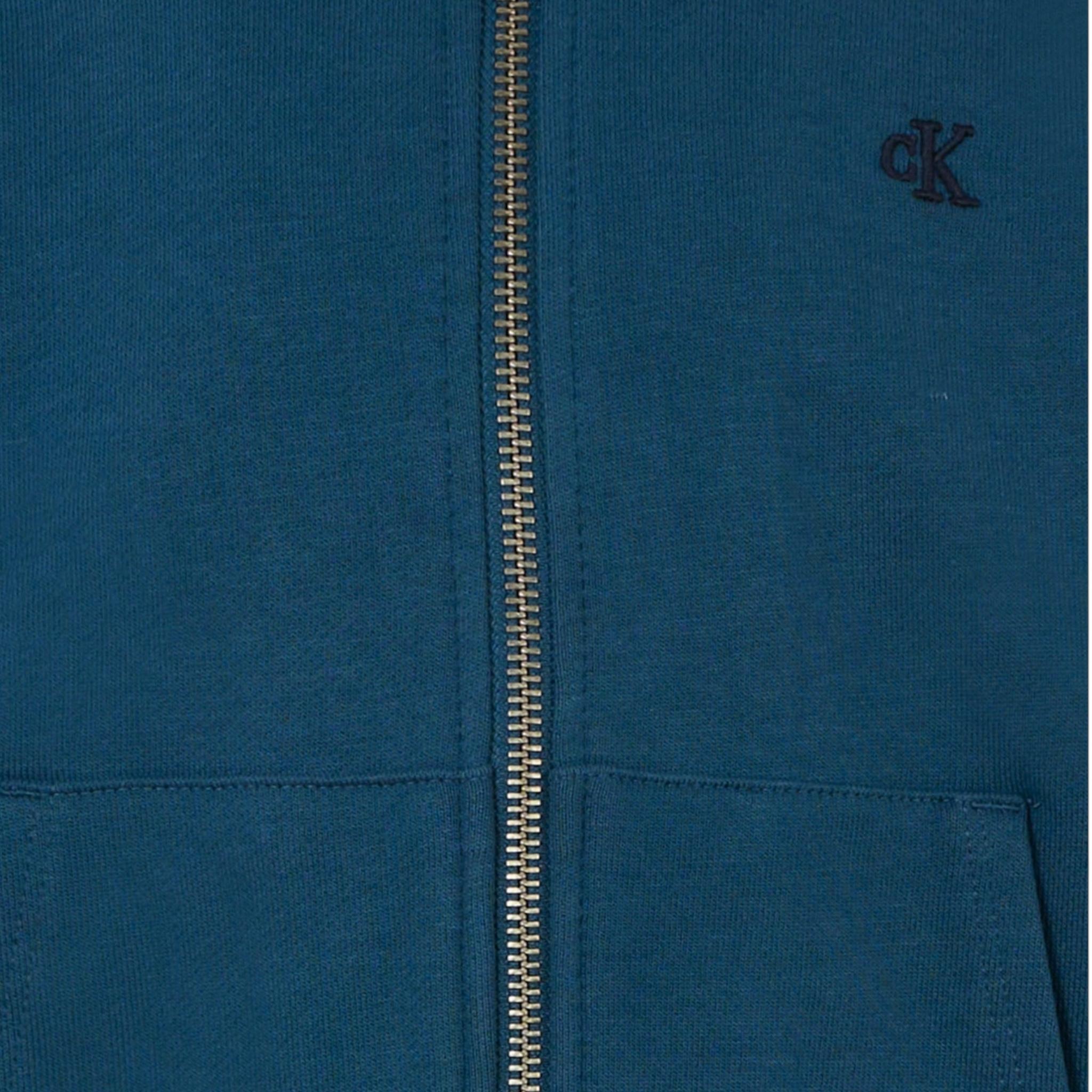 Calvin Klein Felpa Tinta Unita con Zip E Cappuccio per Bambino IB0IB02379 BLU CALVIN KLEIN 