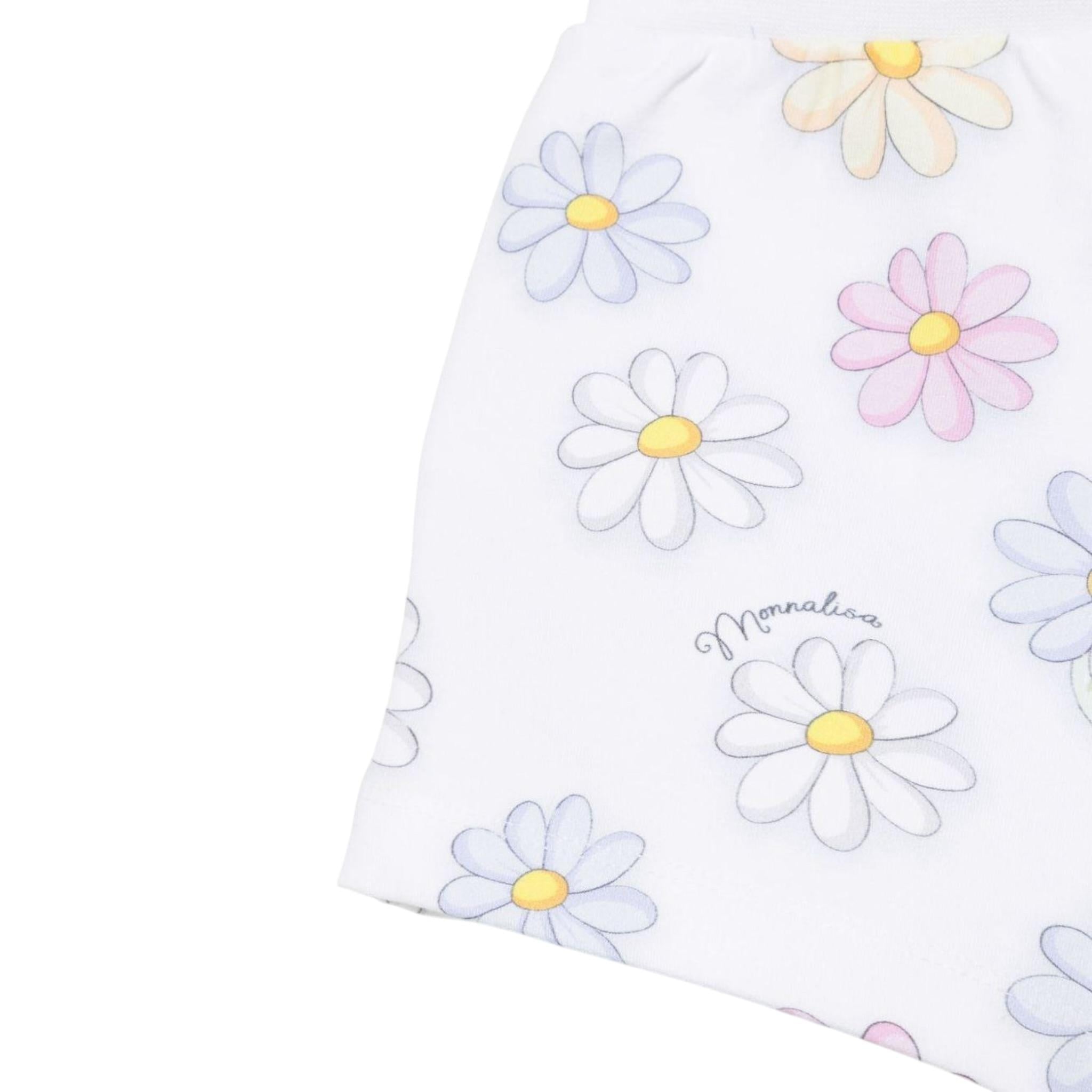 Monnalisa Short Tinta Unita con Stampa Fiori per Bambina 39E407X BIANCO MONNALISA 