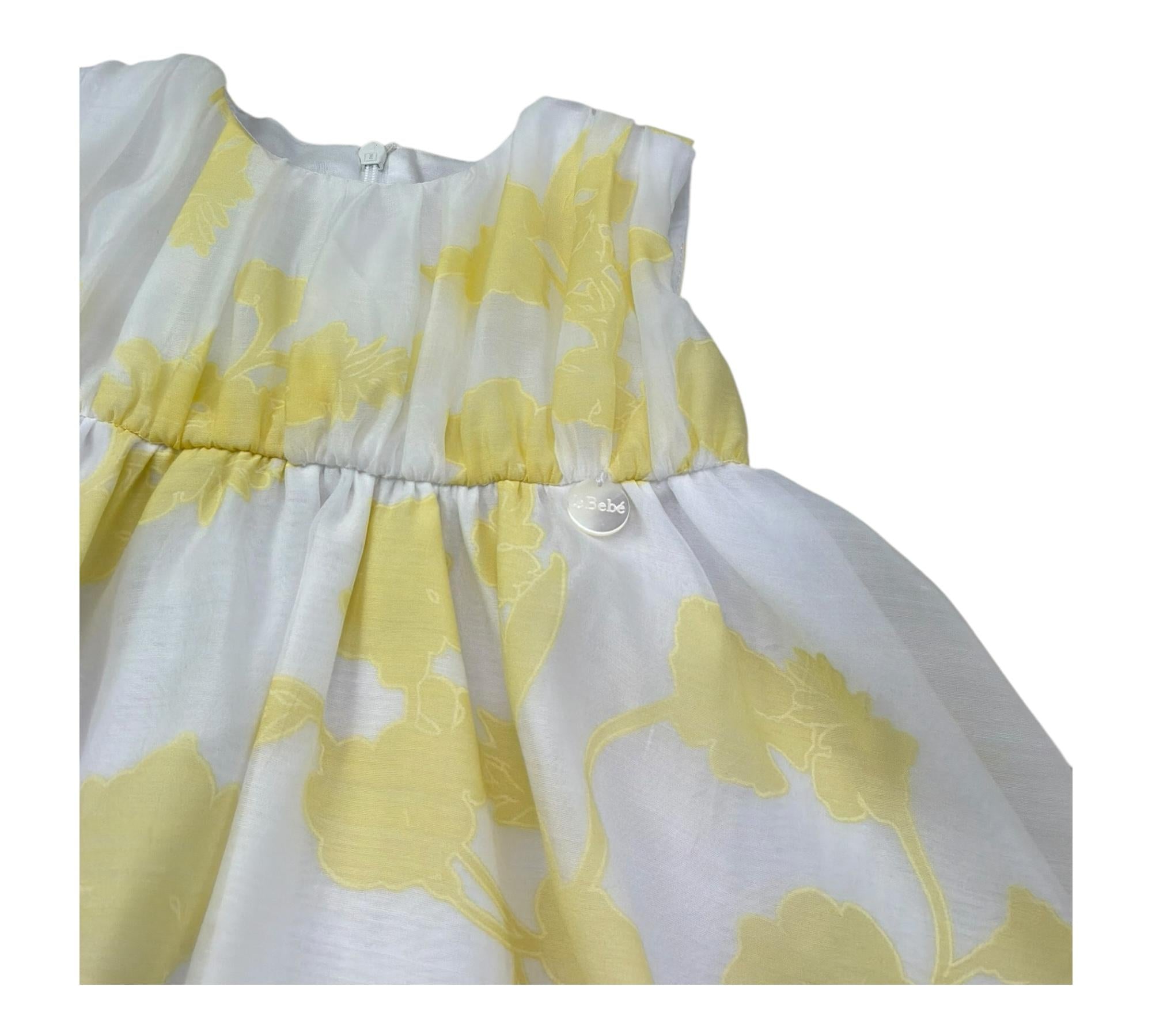 Le Bebe Abito Giromanica Tinta Unita Stampa Fantasia per Neonata LBG6367 BIANCO LE BEBE 