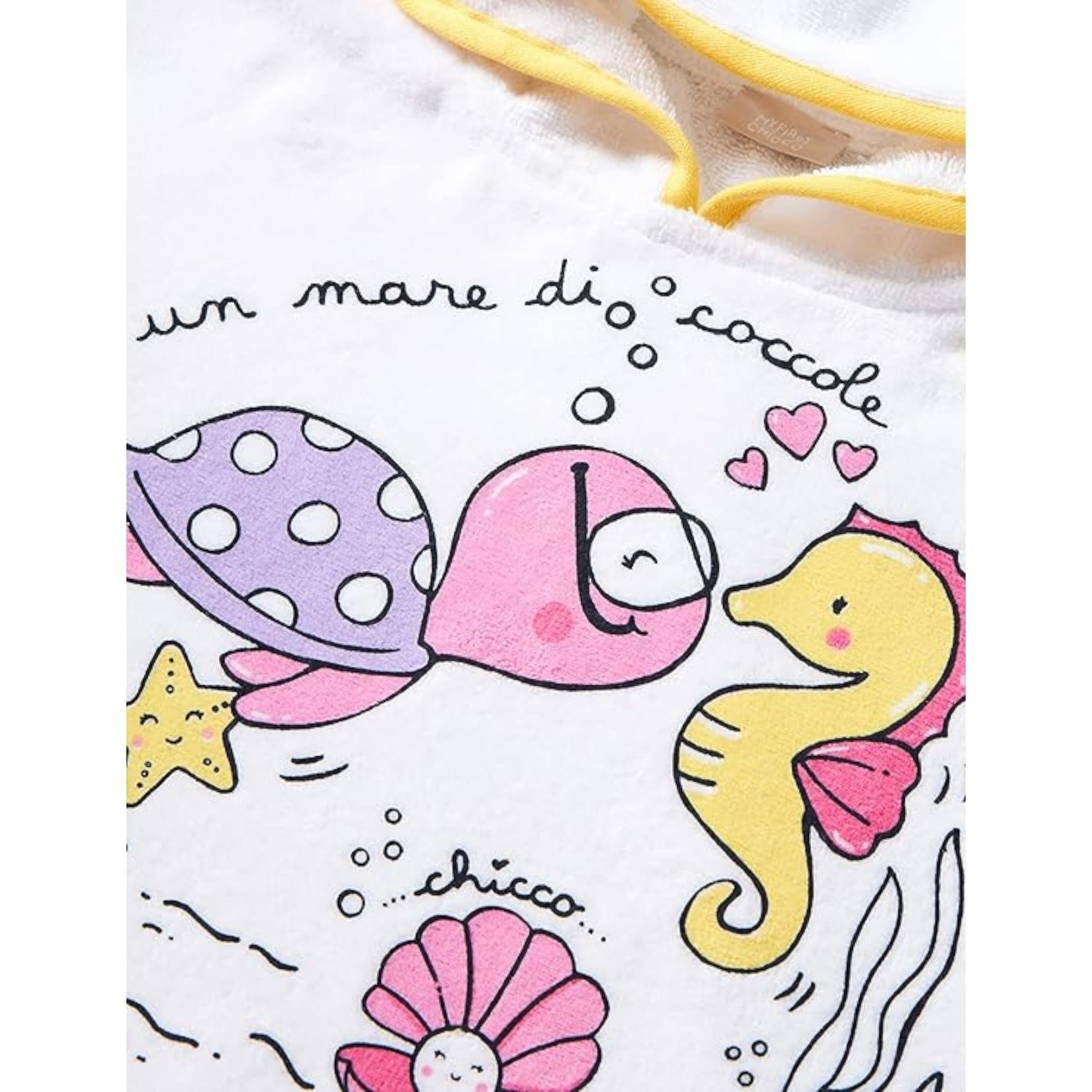 Chicco Accappatoio Tinta Unita con Stampa per Neonato CHIU BIANCO CHICCO 