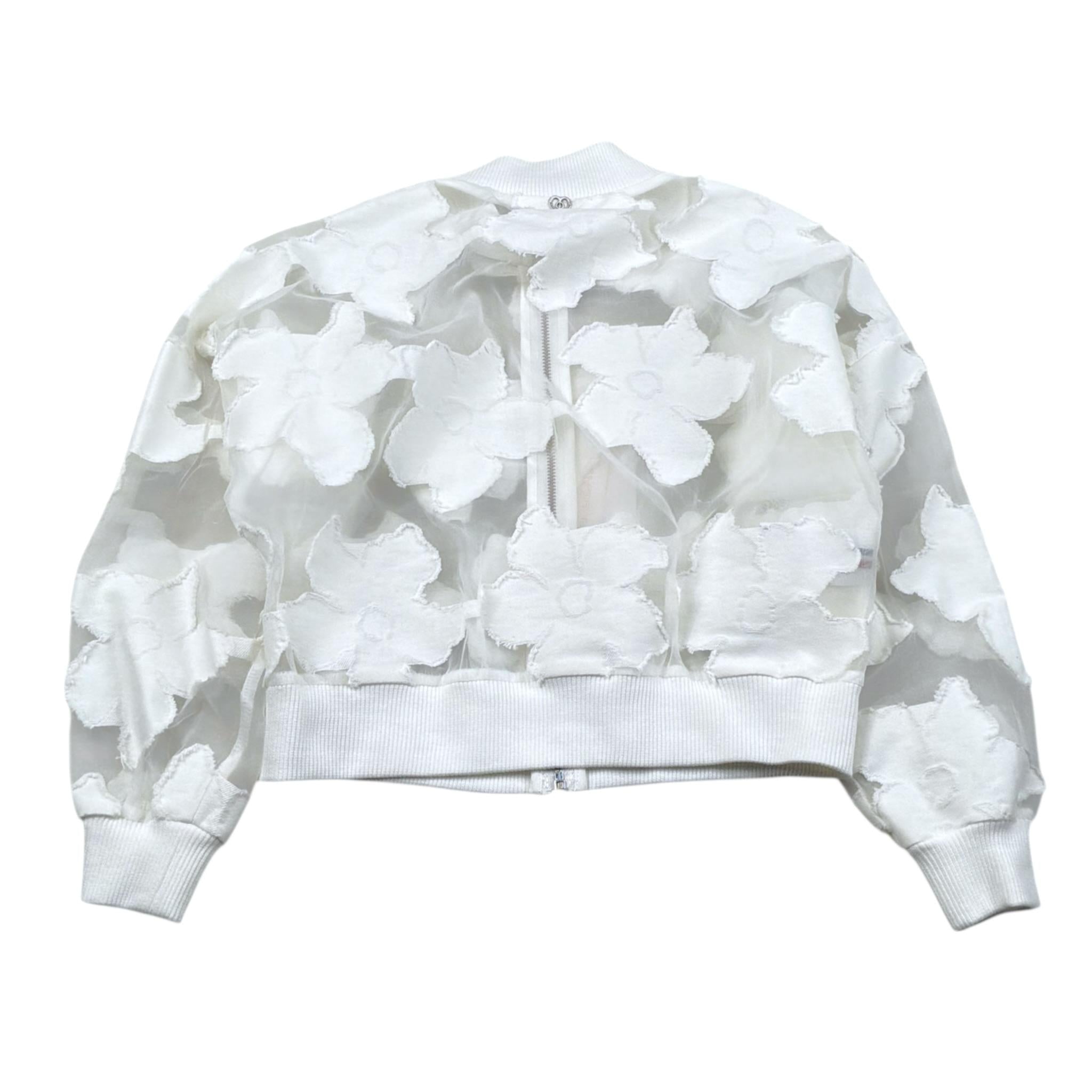 Please Felpa Tinta Unita con Zip E Ricami per Bambina JB37384G73 BIANCO PLEASE 