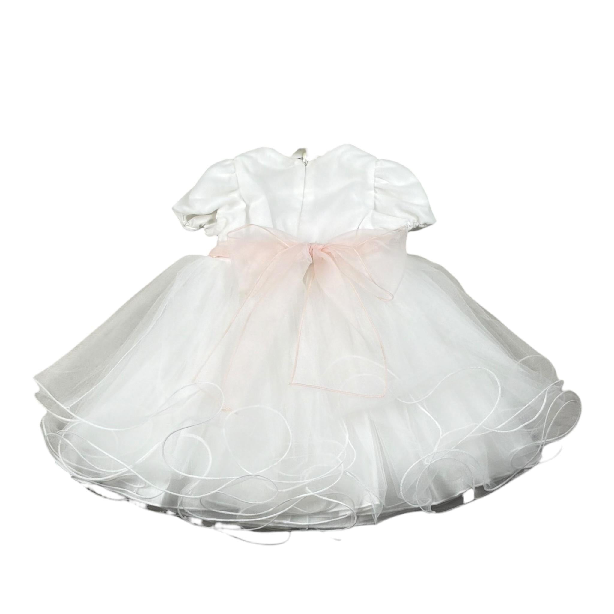 Pure Firenze Abito Cerimonia Tinta Unita con Tulle per Neonata PC03202 BIANCO PURE FIRENZE 