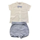 Calamaro Completo 2 Pezzi Camicia-Bermuda  Bianco/Azzurro Per Neonato