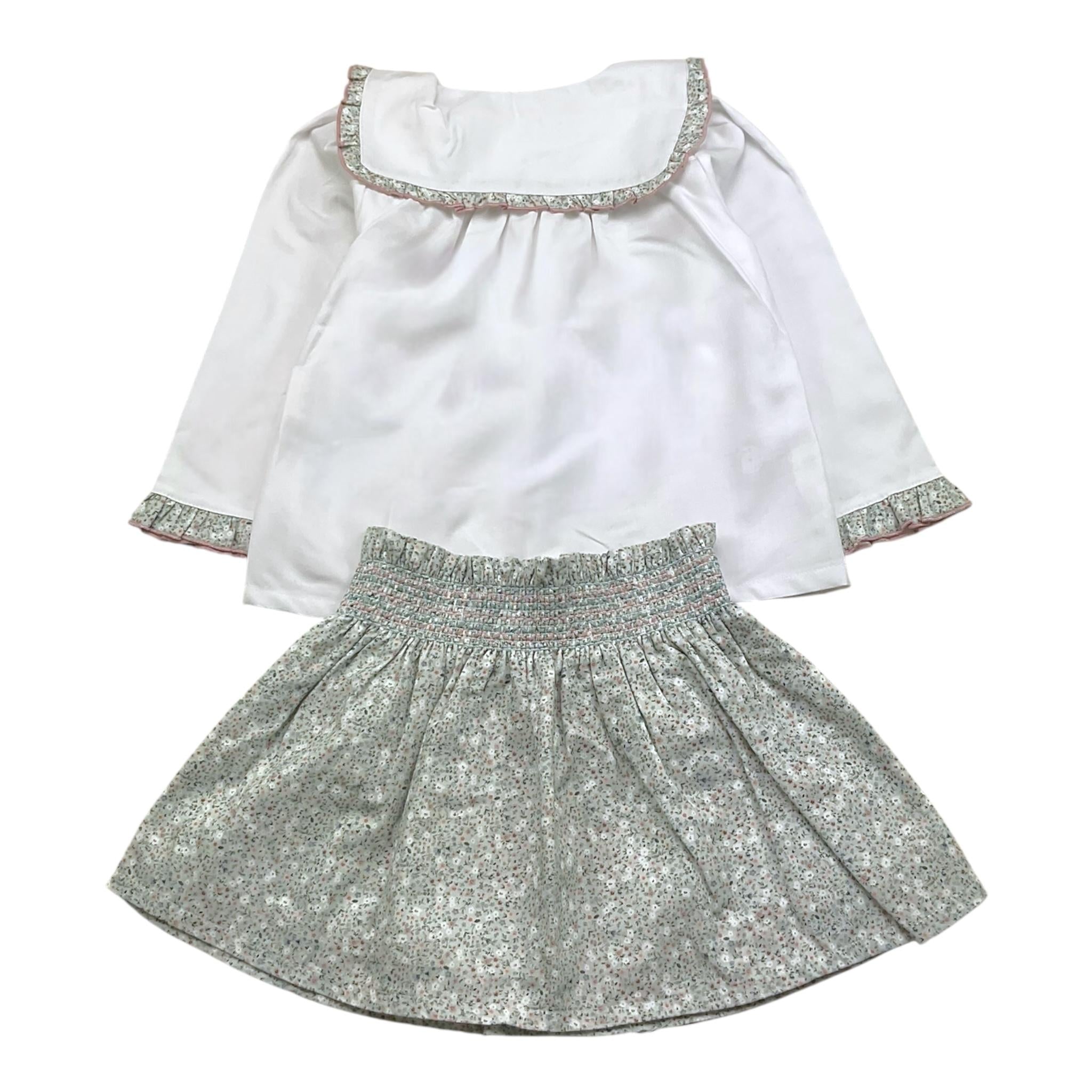 BABIDU completo 2pz gonna-camicia bicolore Bianco/verde per Bambina 93667 BIANCO/VERDE BABIDU 
