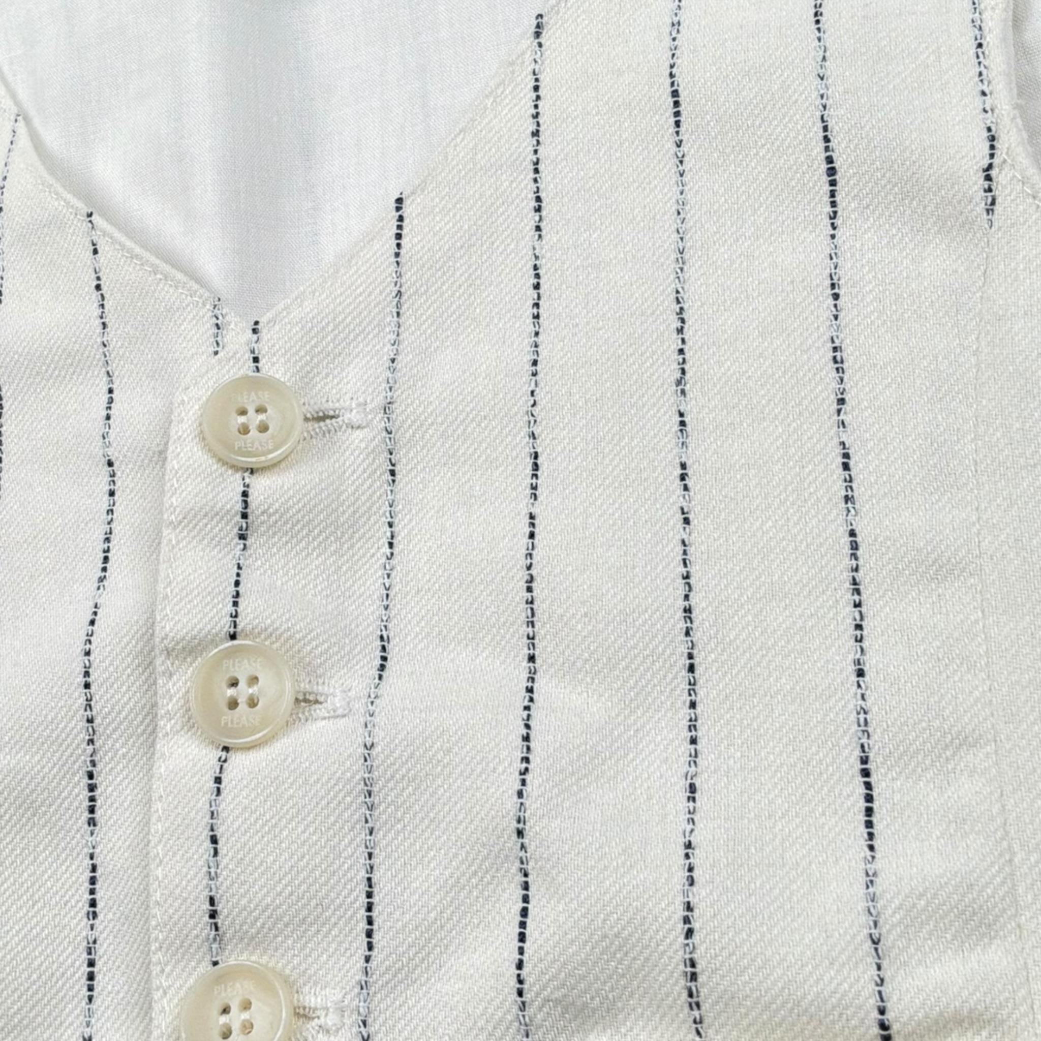 Please Gilet Tinta Unita con Fantasia A Righe per Bambino JH02131B73J BIANCO PLEASE 