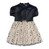 ABEL & LULA abito mezza manica bicolore con gonna tulle Nero/beige per Bambina 5532 NERO/BEIGE ABEL & LULA 