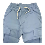 M+E' Pantalone Tinta Unita con Elastico In Vita Celeste per Bambino