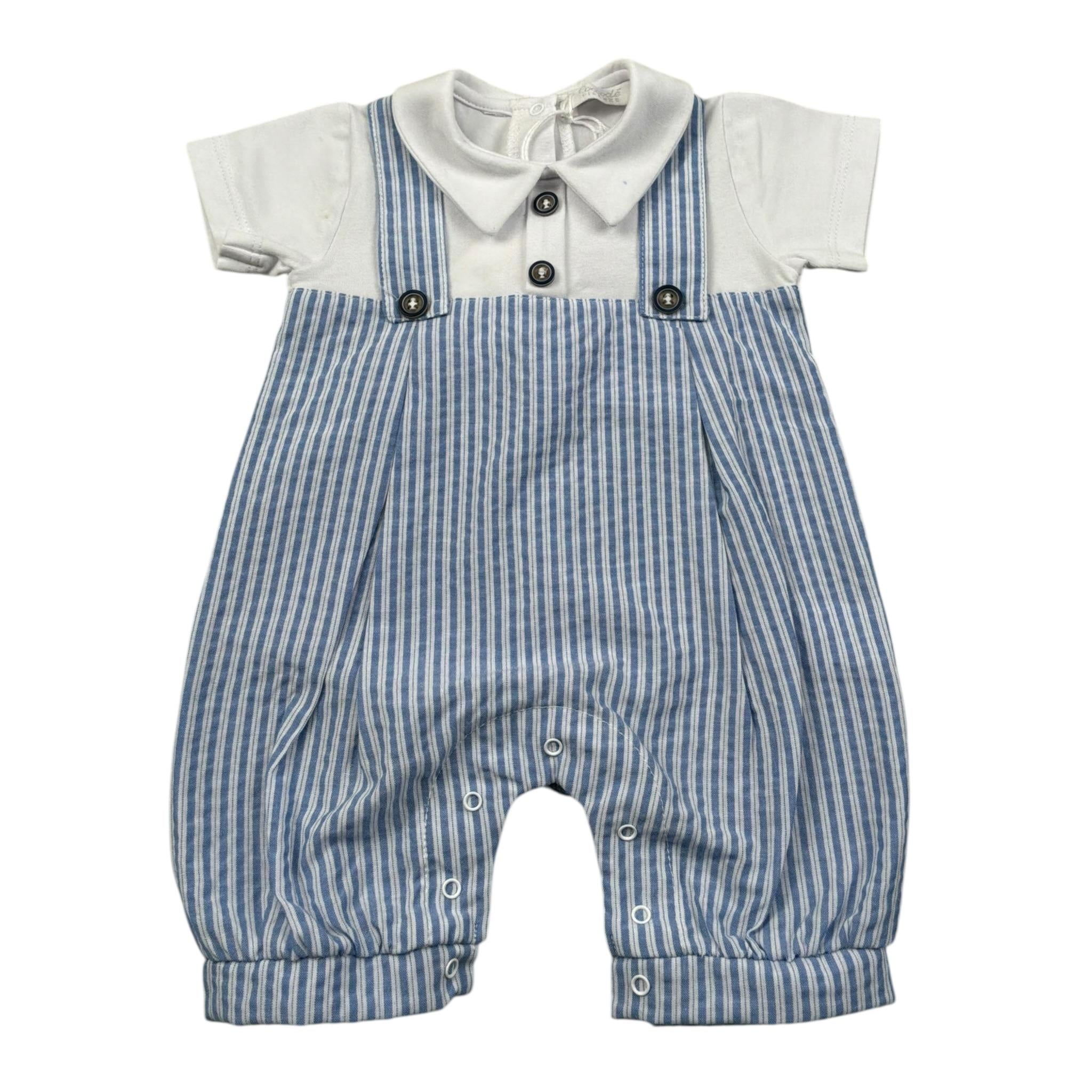 Coccode Pagliaccetto Mezza Manica con Finta Salopette per Neonato C55154 BLU COCCODE 