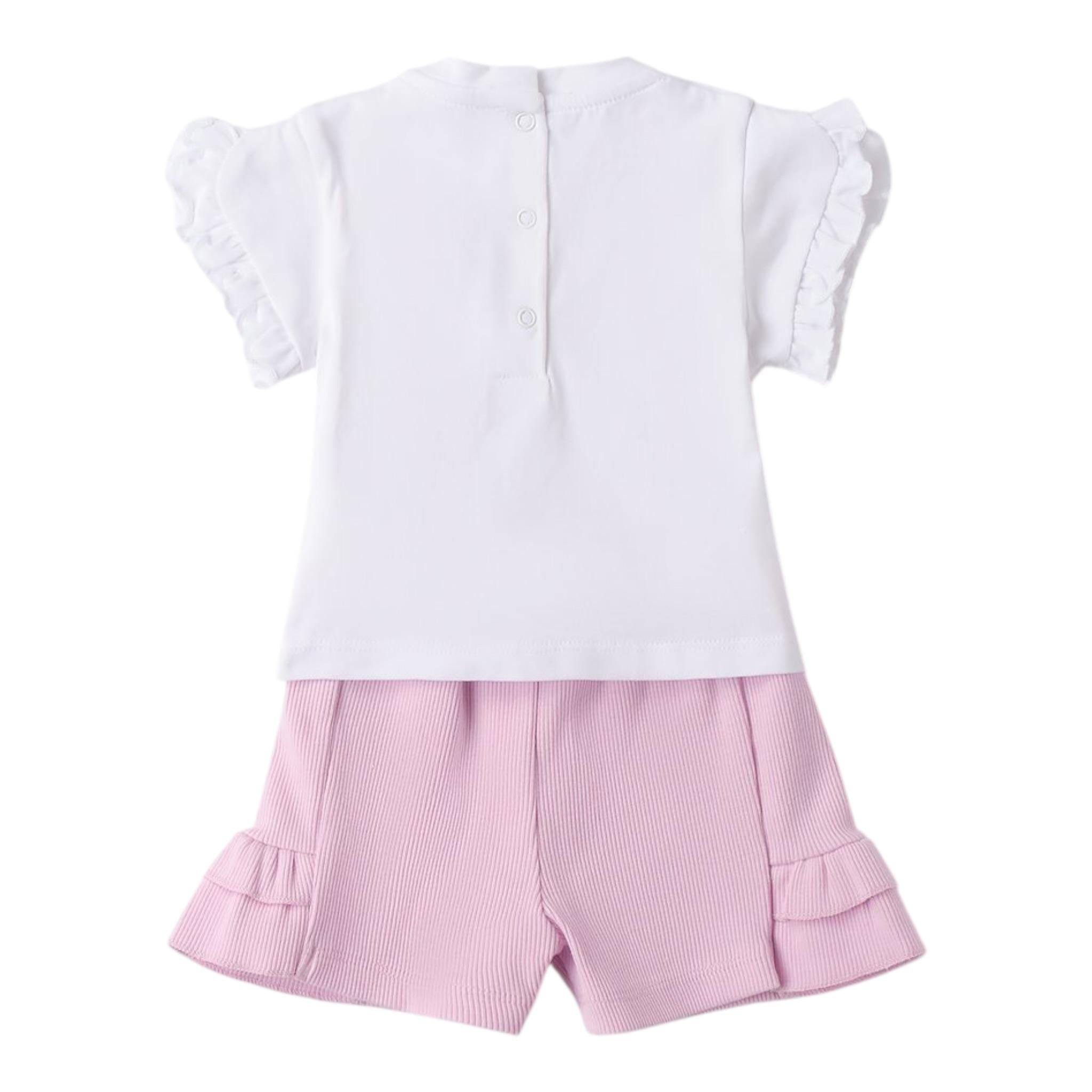 Mini Banda Completo 2 Pezzi Short-T-Shirt per Neonata 3B761 BIANCO MINI BANDA 