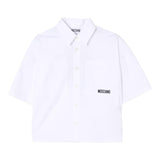 Moschino Camicia Mezza Manica Tinta Unita con Stampa per Bambina HUC01H BIANCO MOSCHINO 