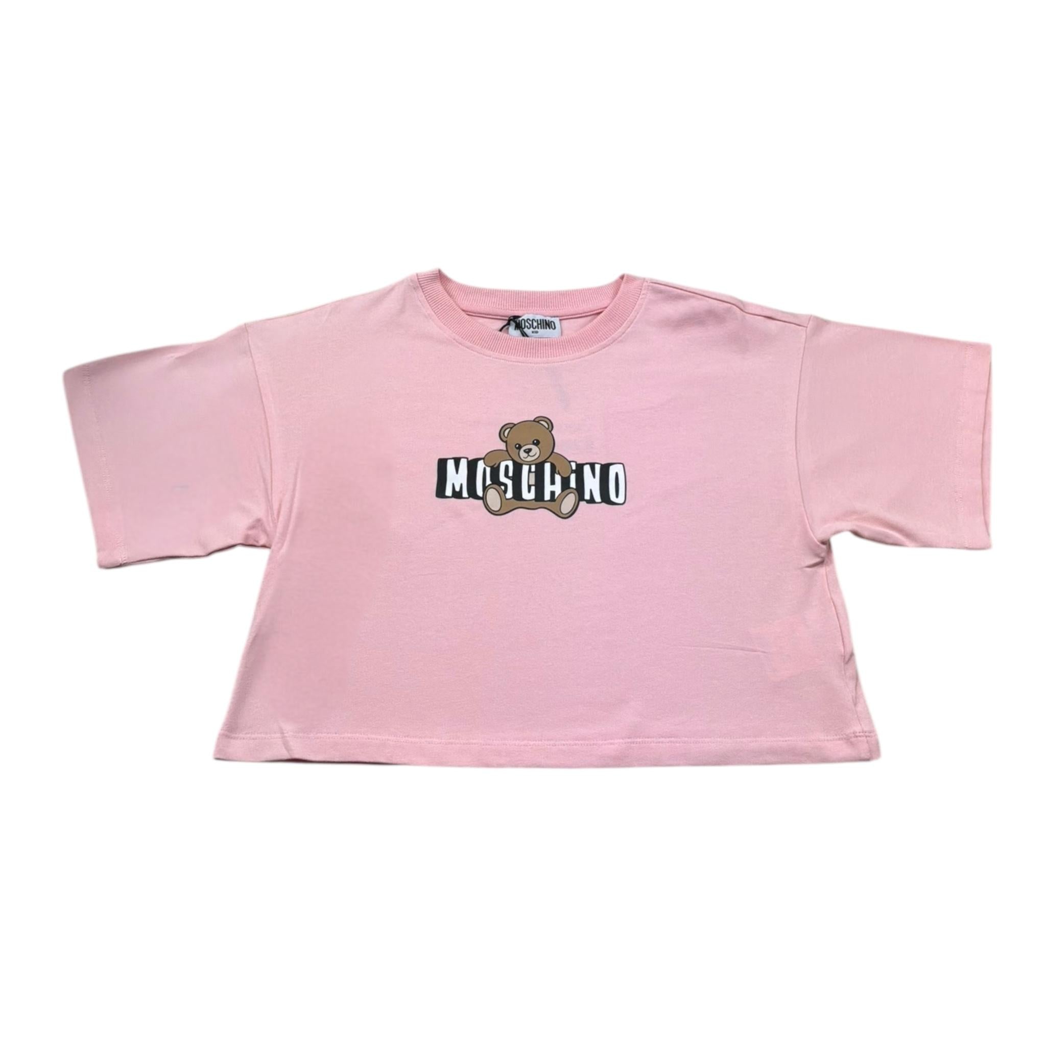 Moschino T-Shirt Girocollo Tinta Unita con Stampa per Bambina HAG01H ROSA MOSCHINO 
